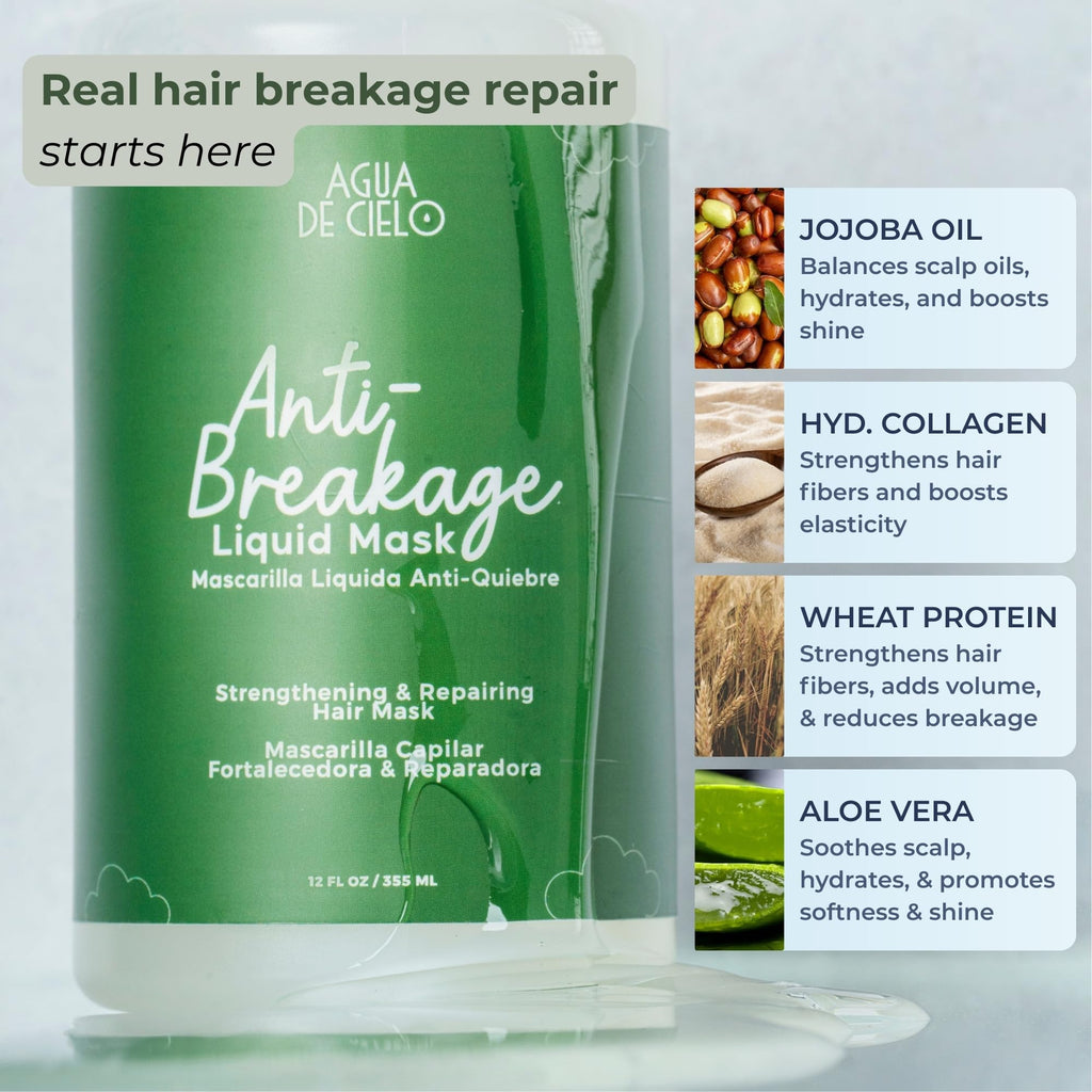 Agua de Cielo Anti Breakage Liquid Mask – Deep Hydration & Hair Repair, 12 oz