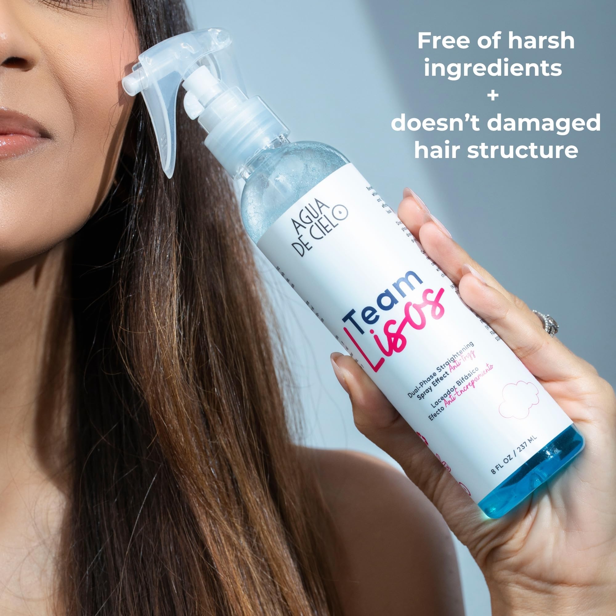 Agua de Cielo Team Lisos Hair Straightening Spray – Dual-Phase Heat Protection, Anti-Frizz