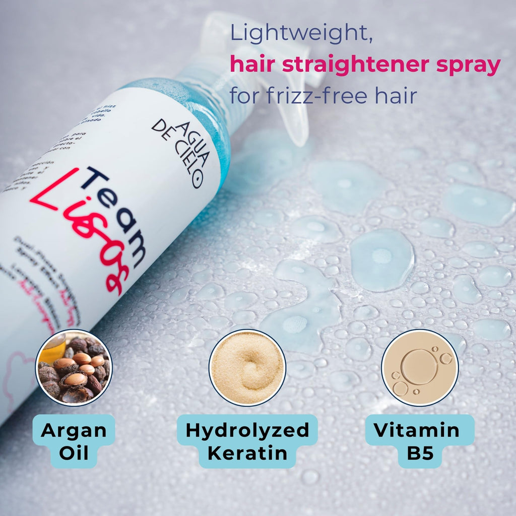 Agua de Cielo Team Lisos Hair Straightening Spray – Dual-Phase Heat Protection, Anti-Frizz