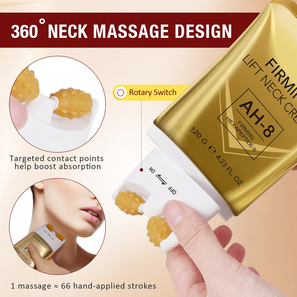 AH8 Neck Firming Cream with Hexapeptide – Intensive Moisturizing & Tightening Lotion (4.23 oz)