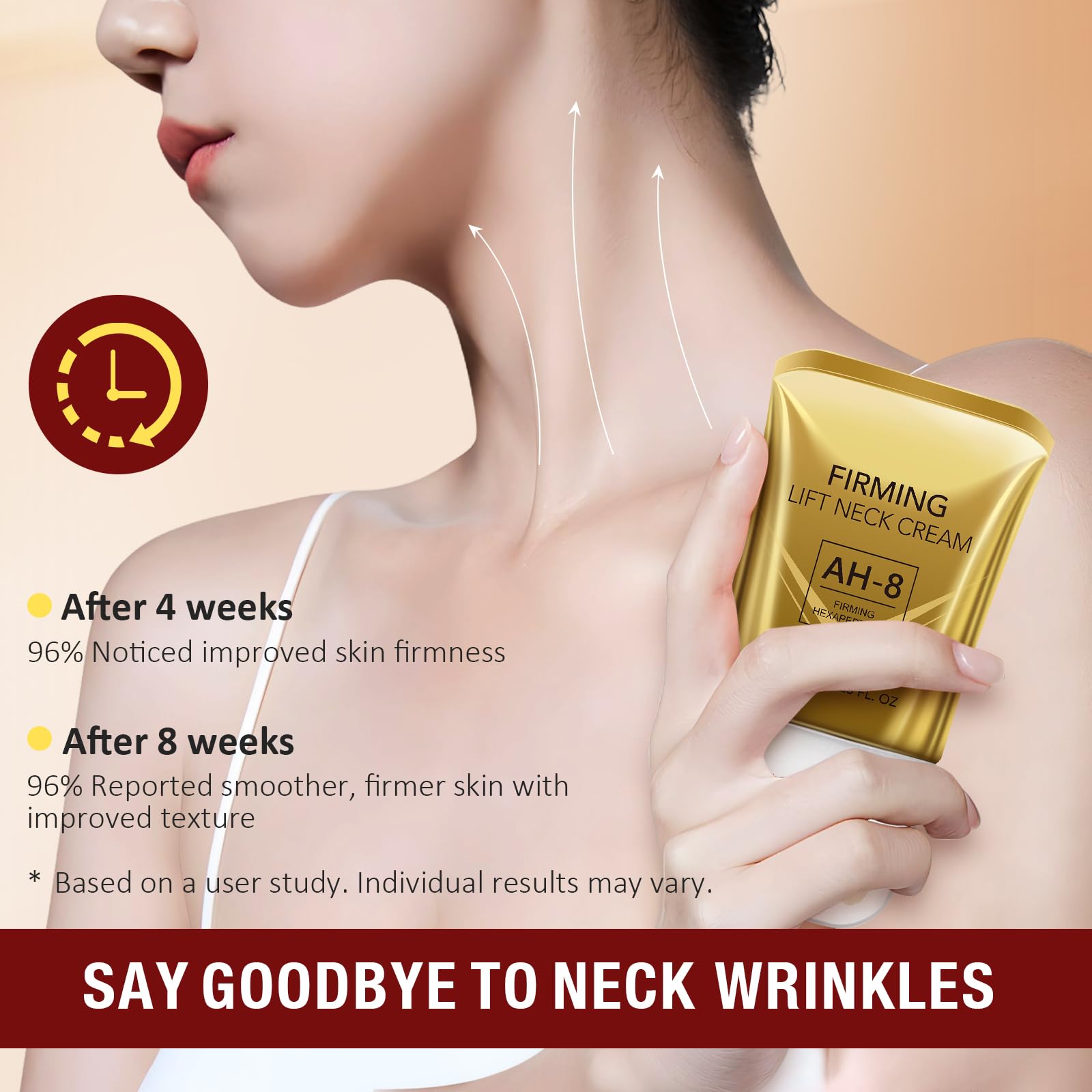 AH8 Neck Firming Cream with Hexapeptide – Intensive Moisturizing & Tightening Lotion (4.23 oz)