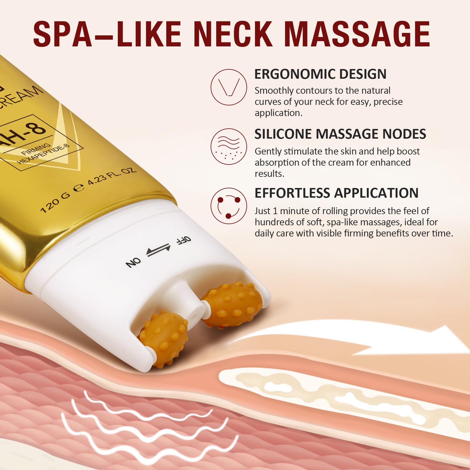 AH8 Neck Firming Cream with Hexapeptide – Intensive Moisturizing & Tightening Lotion (4.23 oz)