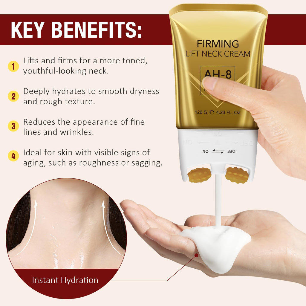 AH8 Neck Firming Cream with Hexapeptide – Intensive Moisturizing & Tightening Lotion (4.23 oz)