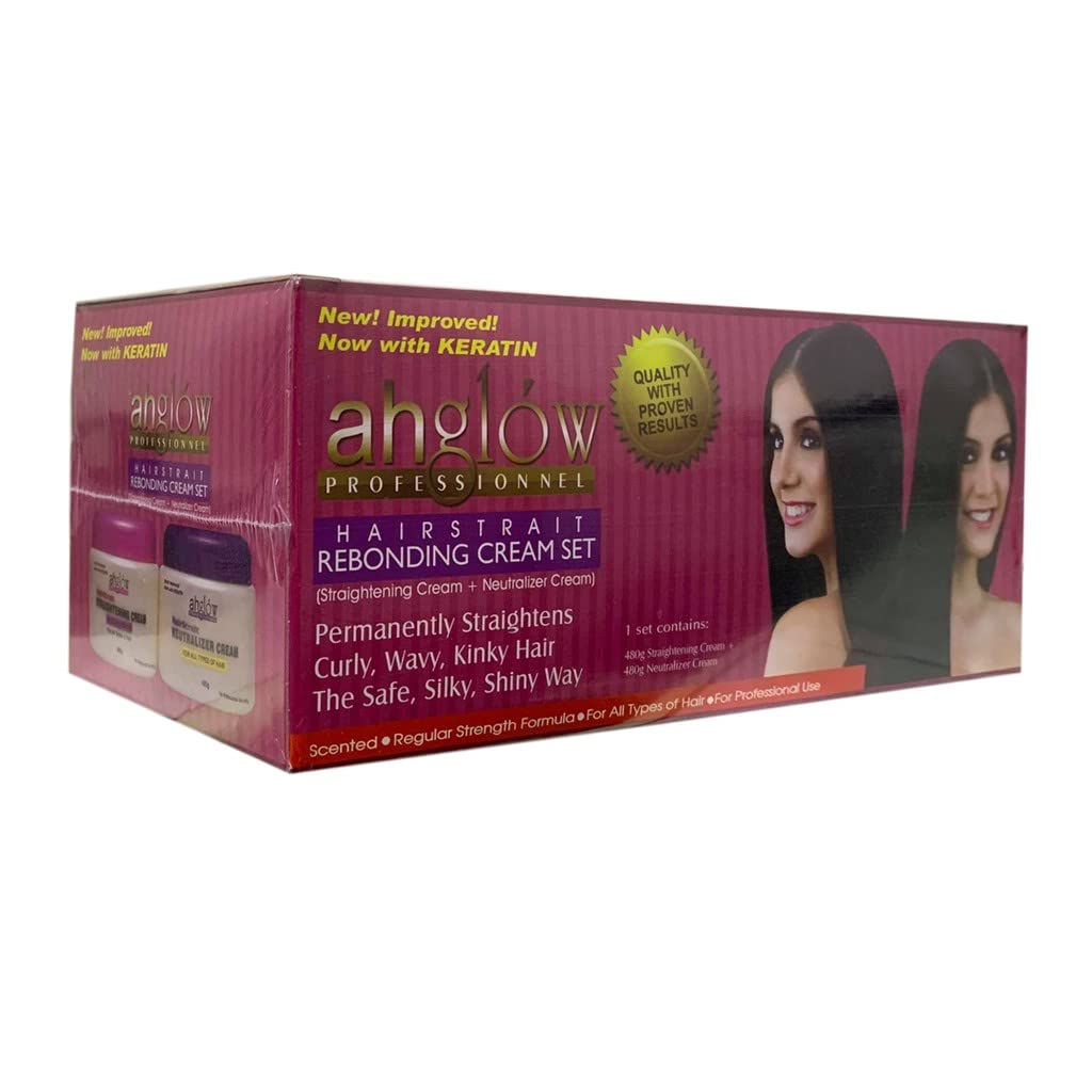 Ahglow XL Hair Straightening & Rebonding Set with Keratin Relaxer – Complete System