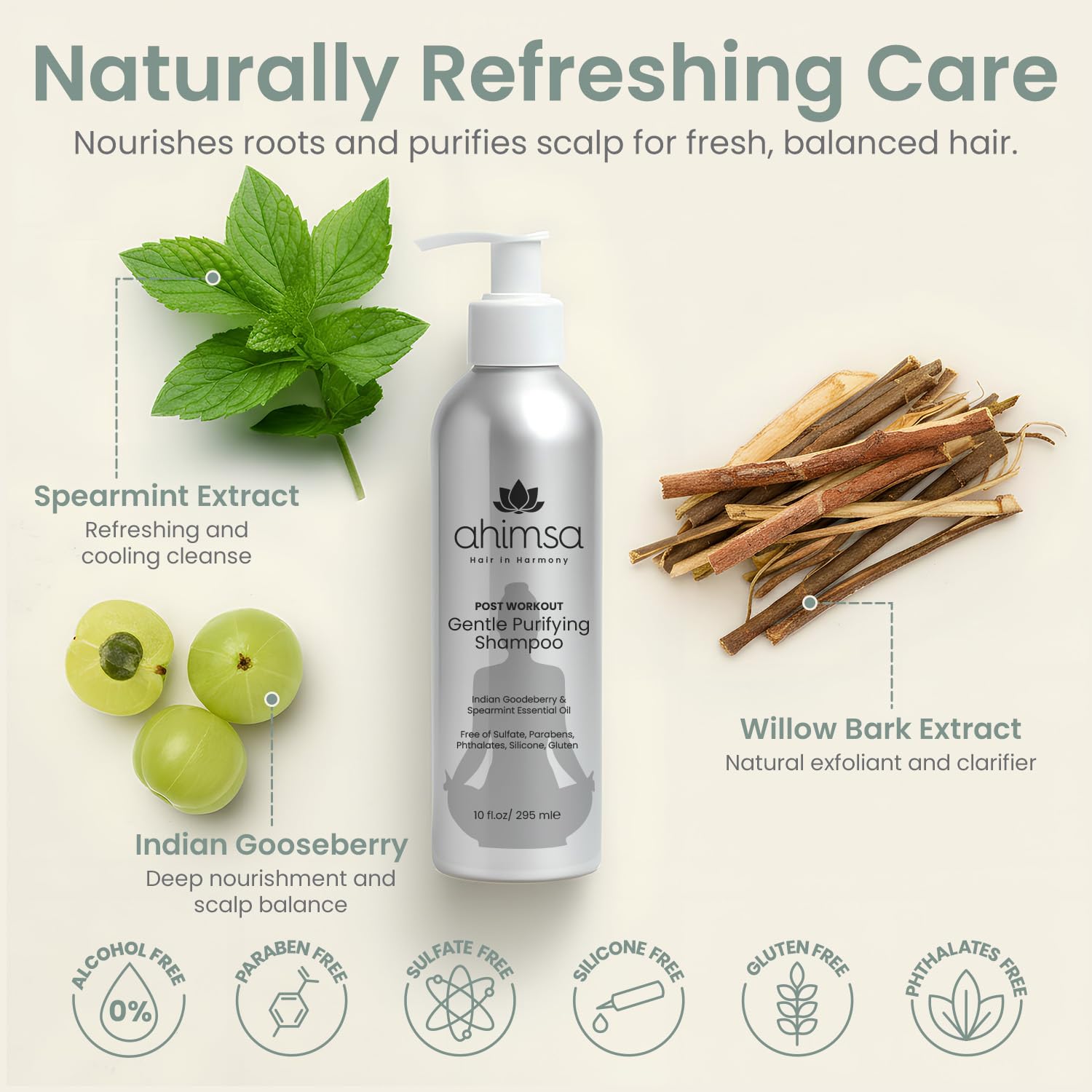 Ahimsa Gentle Purifying Shampoo – Oily Hair Clarifying Cleanser