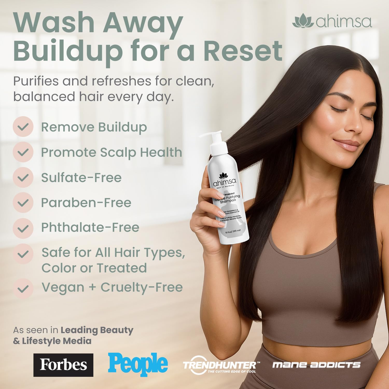 Ahimsa Gentle Purifying Shampoo – Oily Hair Clarifying Cleanser