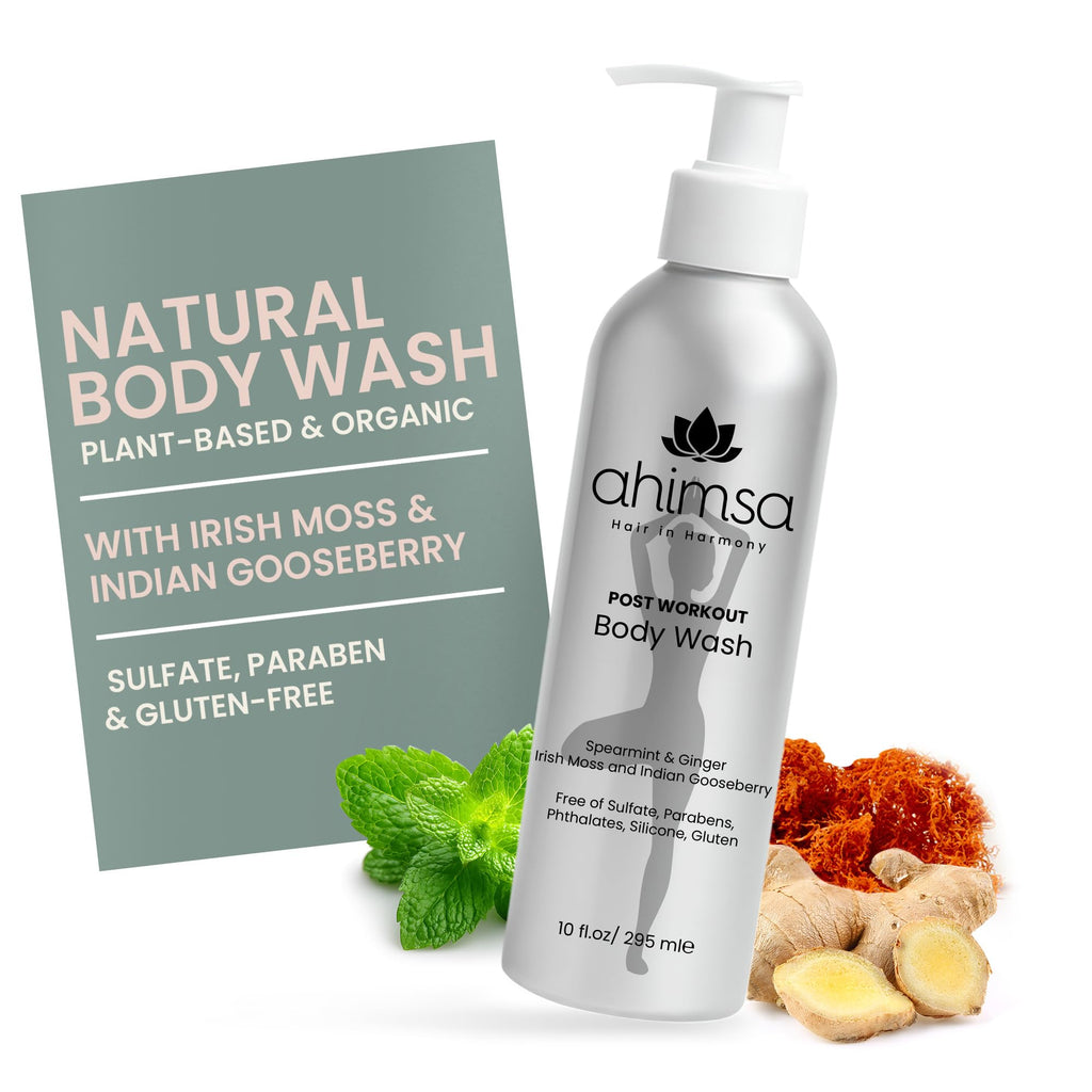 Ahimsa Natural Body Wash for Women | Hydrating, Plant-Based, Spearmint & Ginger Scent, 10oz