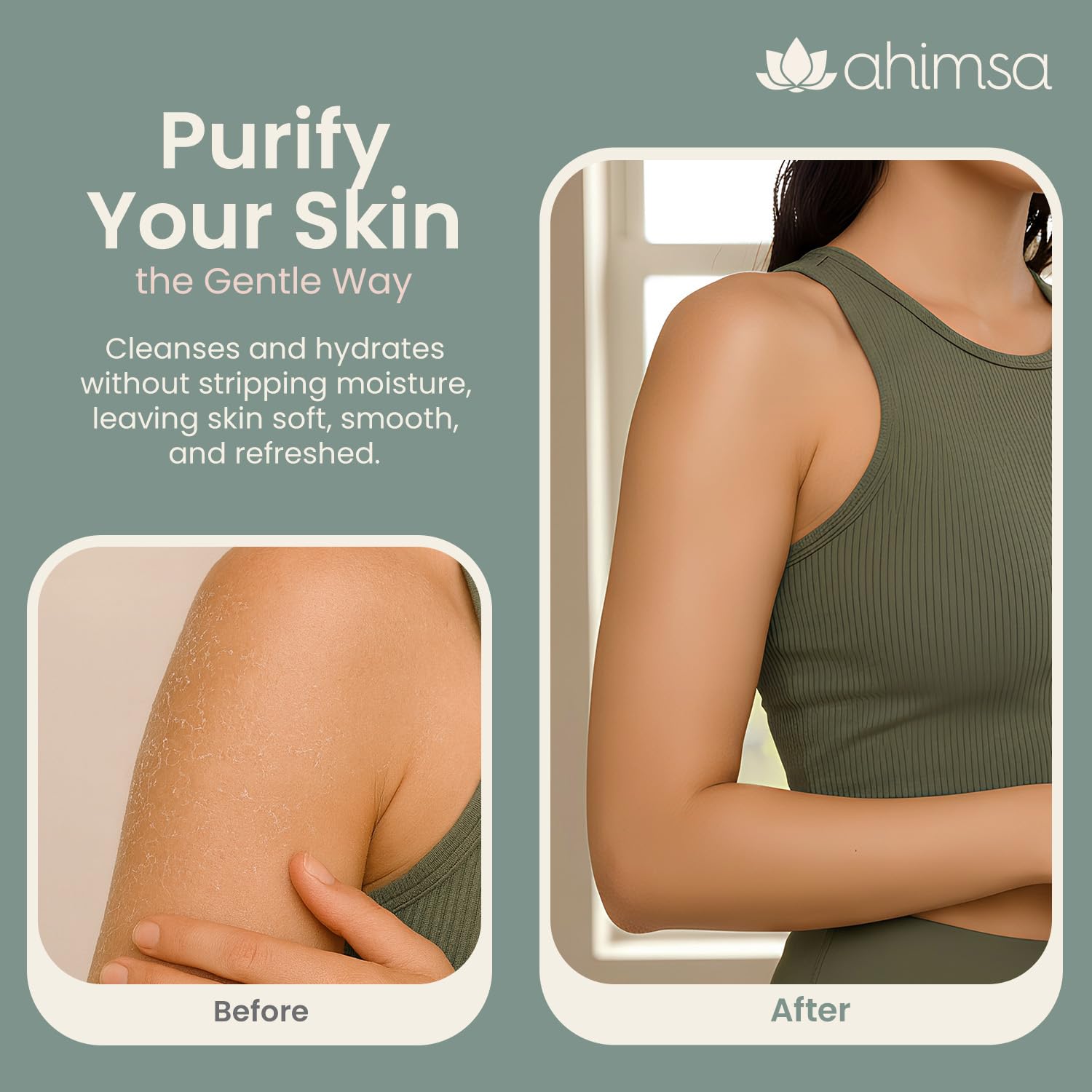 Ahimsa Natural Body Wash for Women | Hydrating, Plant-Based, Spearmint & Ginger Scent, 10oz