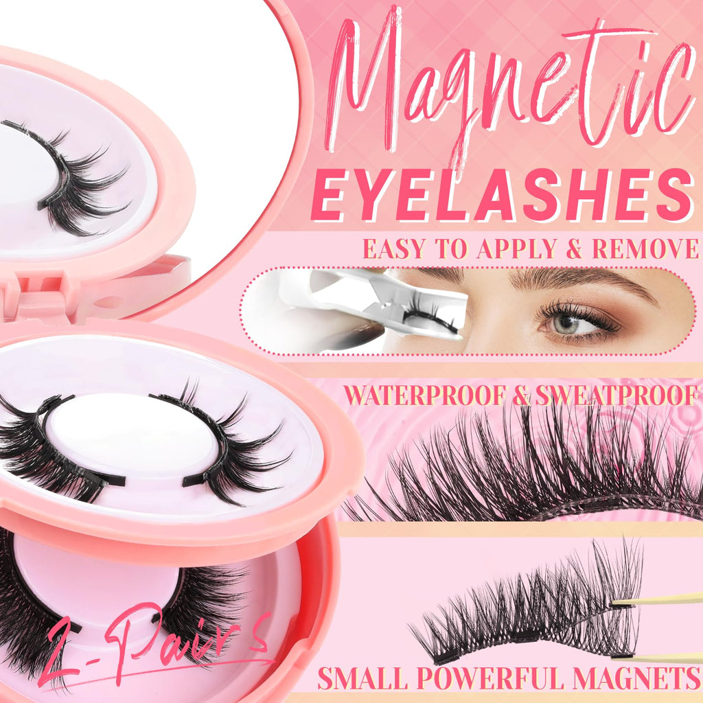 Ahrikiss Magnetic Eyelashes M01+M02 – 2 Reusable Pairs with Applicator, No Glue Needed, Natural Look