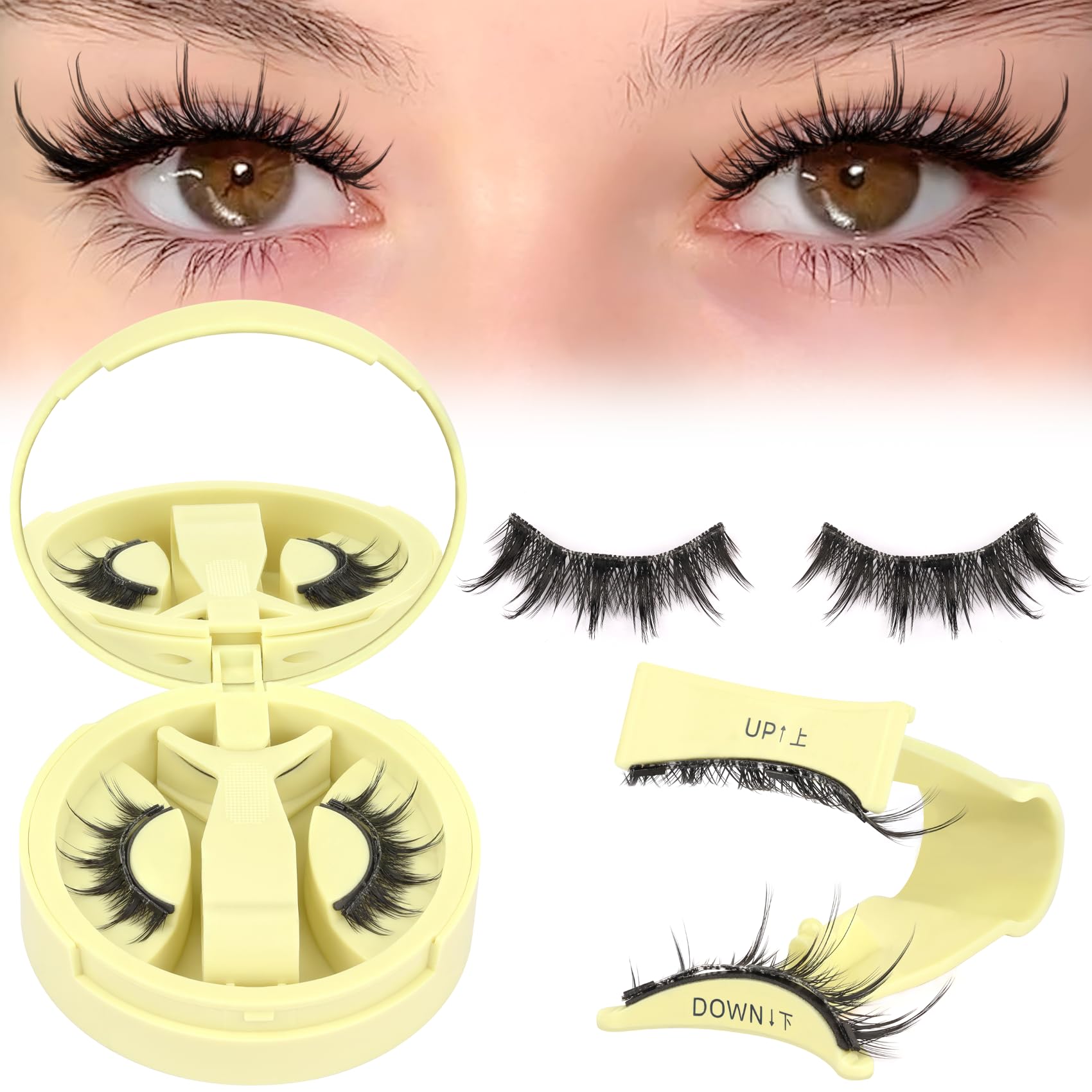 Ahrikiss Magnetic Eyelashes – 1 Pair Reusable Lashes with Applicator | No Glue Needed