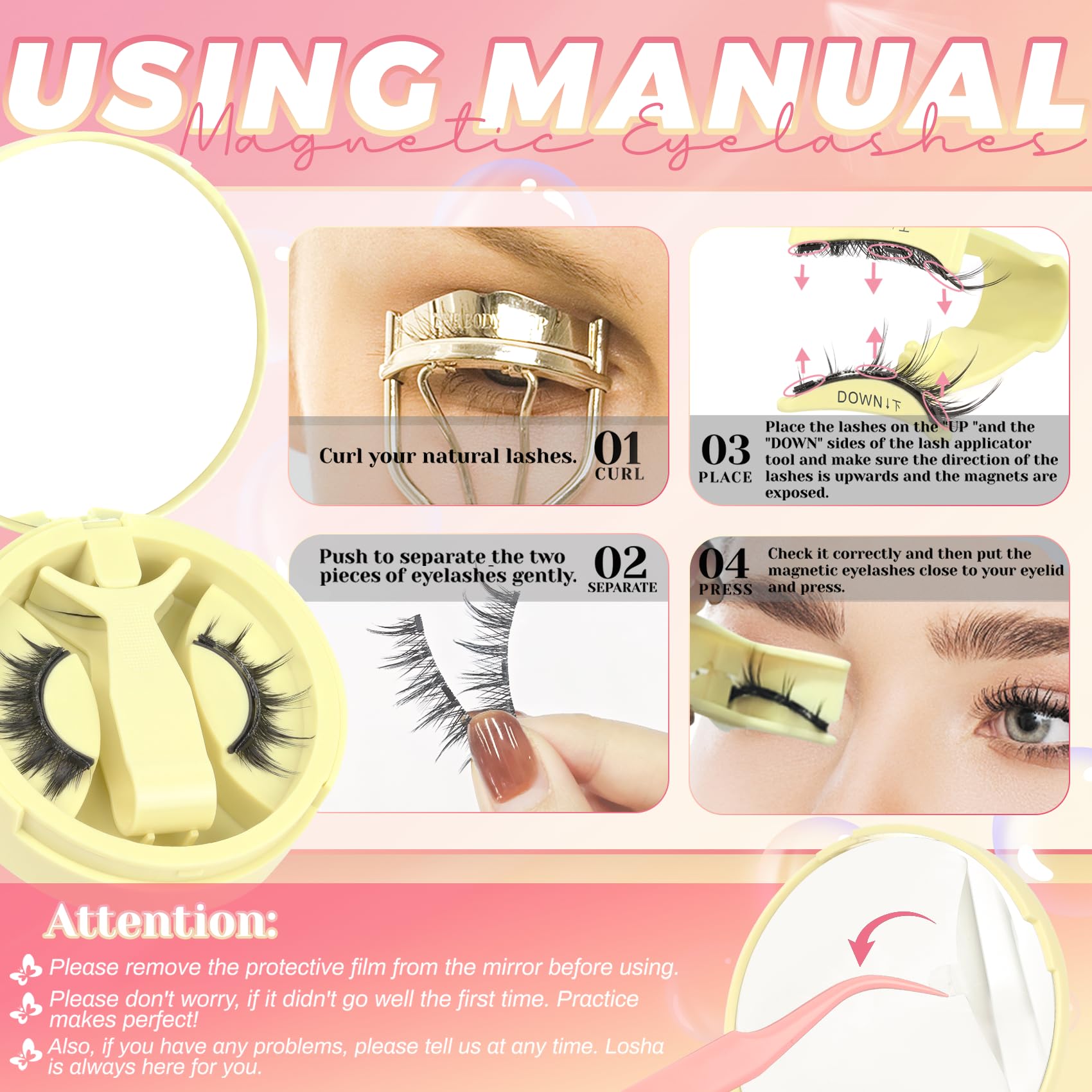 Ahrikiss Magnetic Eyelashes – 1 Pair Reusable Lashes with Applicator | No Glue Needed