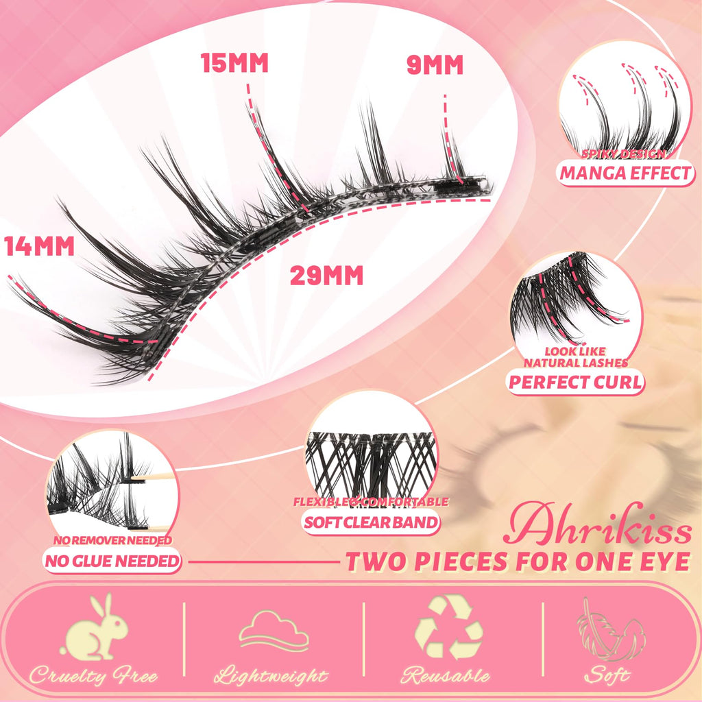 Ahrikiss Magnetic Eyelashes – 1 Pair Reusable Lashes with Applicator | No Glue Needed