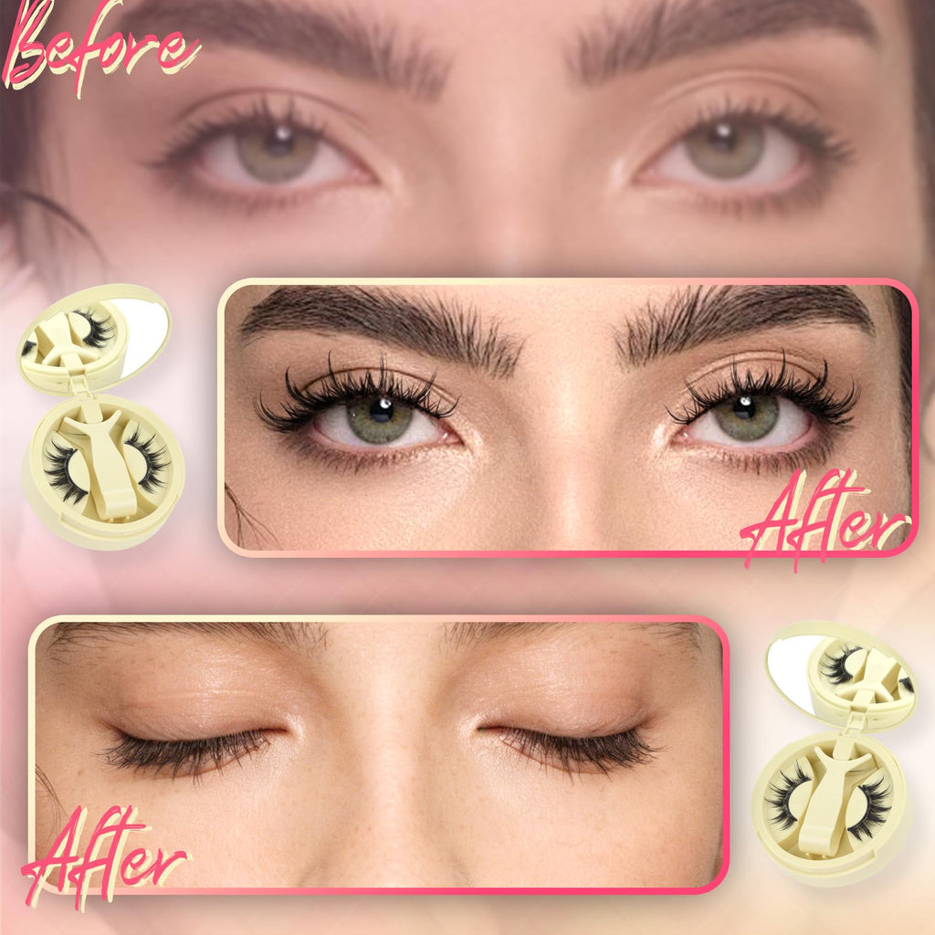 Ahrikiss Magnetic Eyelashes 1 Pair | Reusable Lash Kit with Applicator – No Glue Needed, Natural Manga Look (M01)