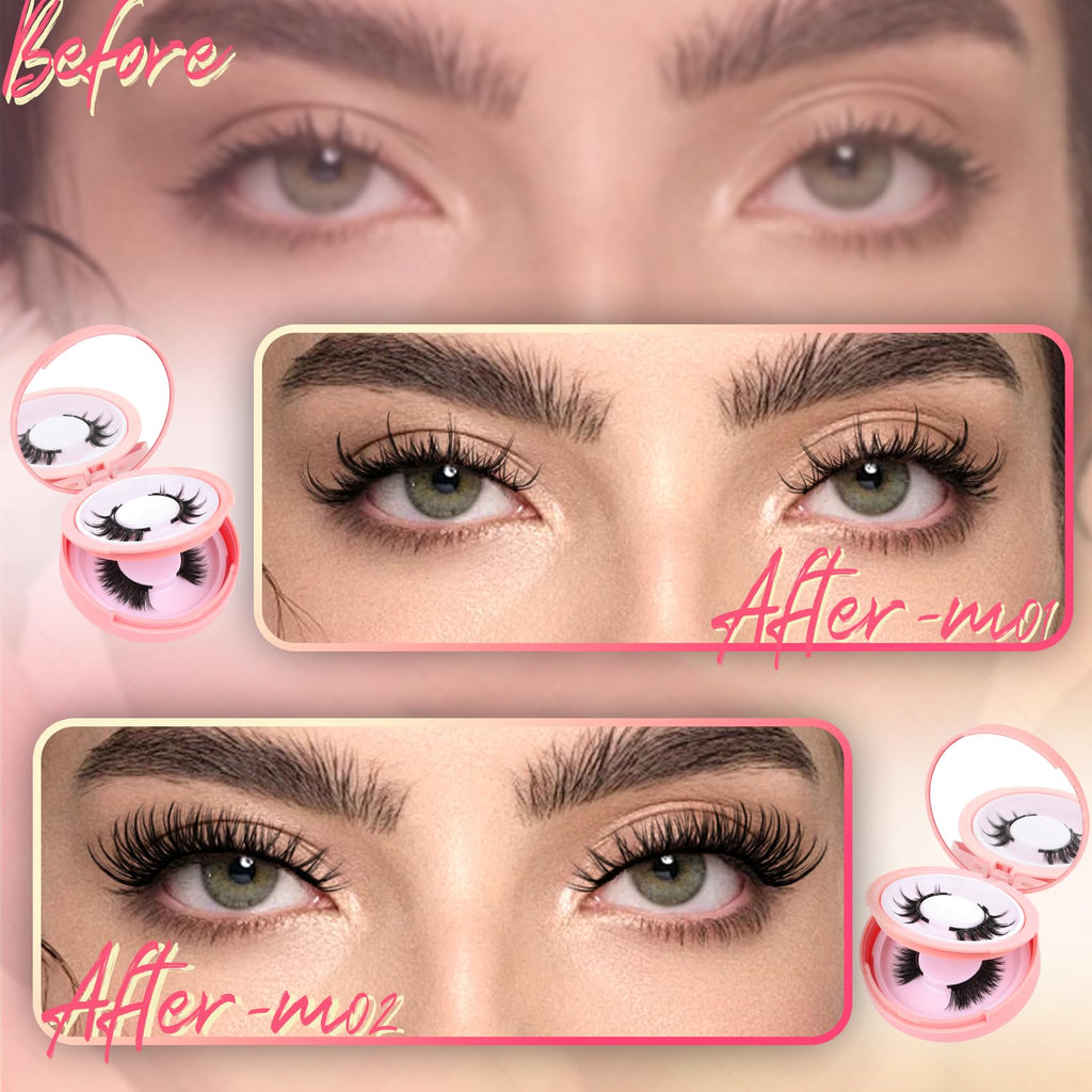 Ahrikiss Magnetic Eyelashes M01+M02 – 2 Reusable Pairs with Applicator, No Glue Needed, Natural Look