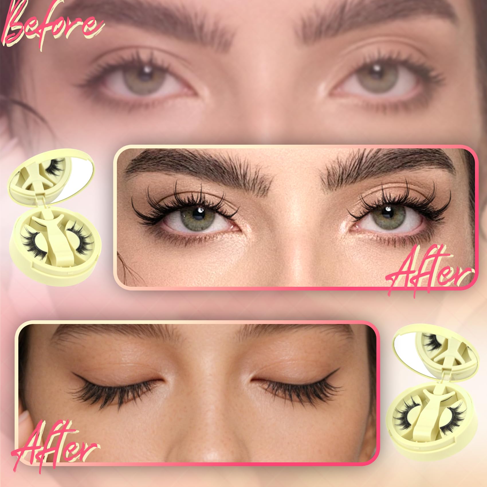 Ahrikiss Magnetic Eyelashes – 1 Pair Reusable Lashes with Applicator | No Glue Needed