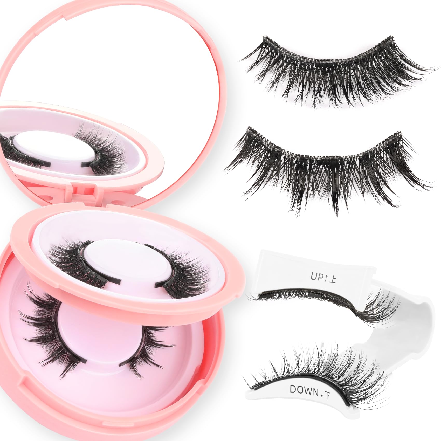 Ahrikiss Magnetic Eyelashes – 2 Pairs, Reusable, No Glue Needed, Includes Applicator (M02+M03)