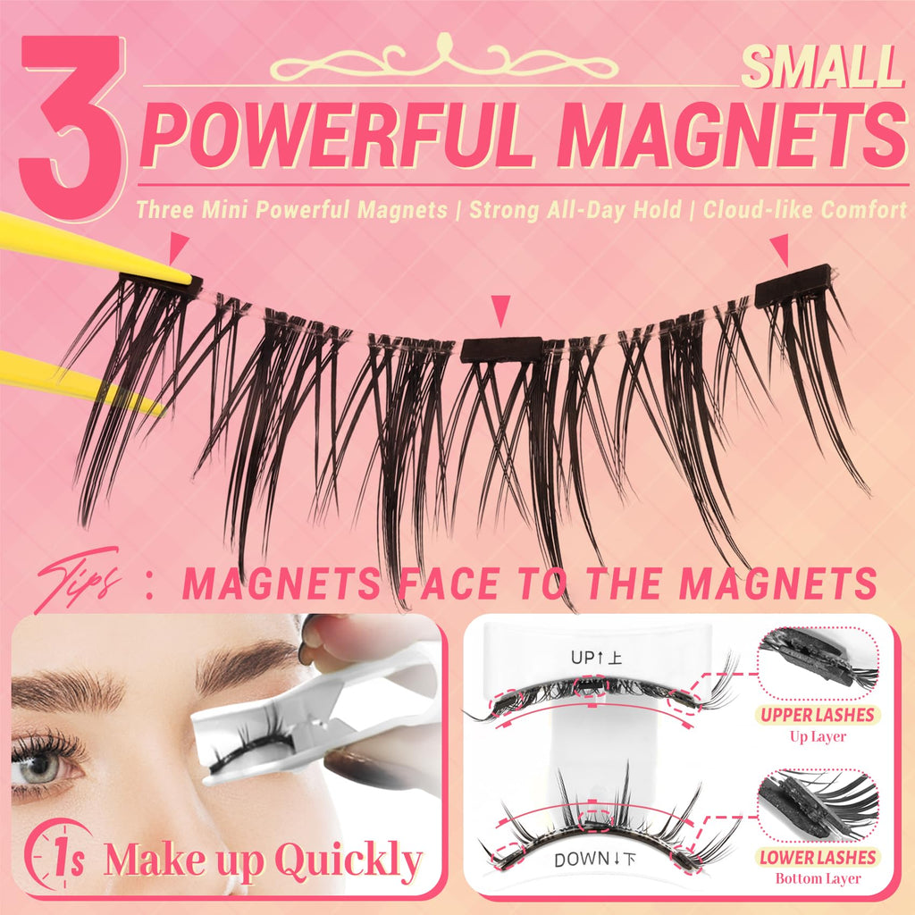 Ahrikiss Magnetic Eyelashes – 2 Pairs, Reusable, No Glue, Applicator Included