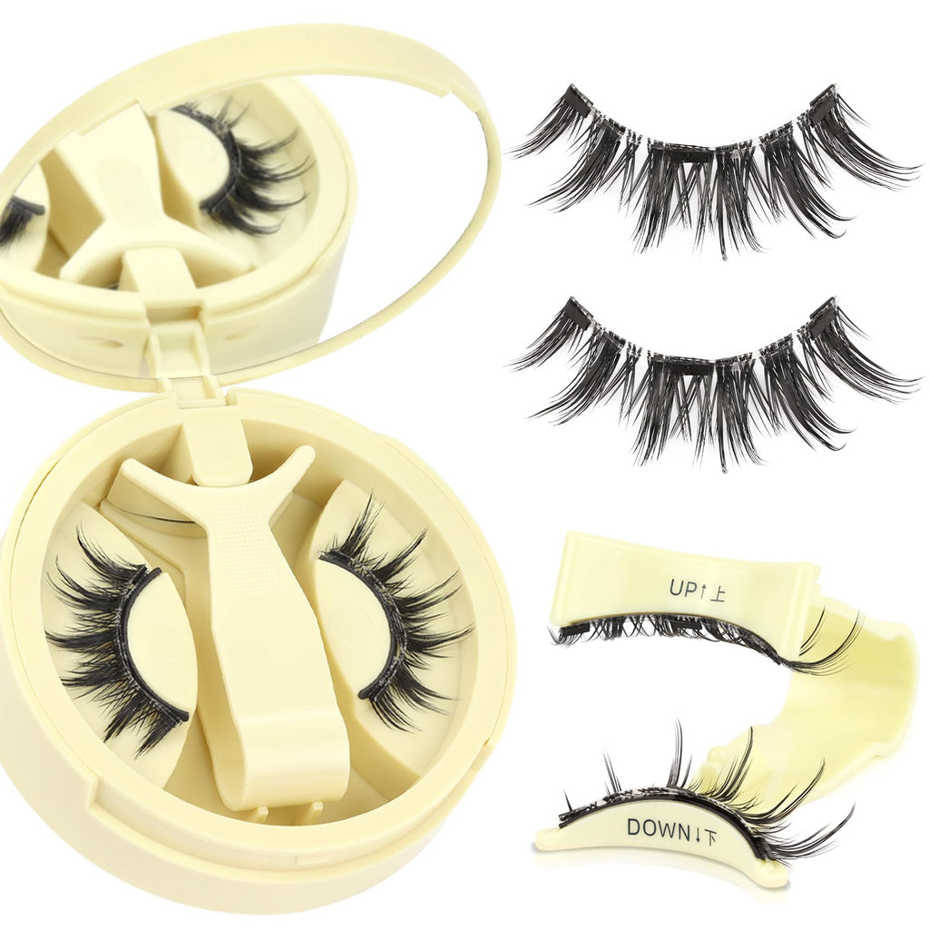 Ahrikiss Magnetic Eyelashes 1 Pair | Reusable Lash Kit with Applicator – No Glue Needed, Natural Manga Look (M01)