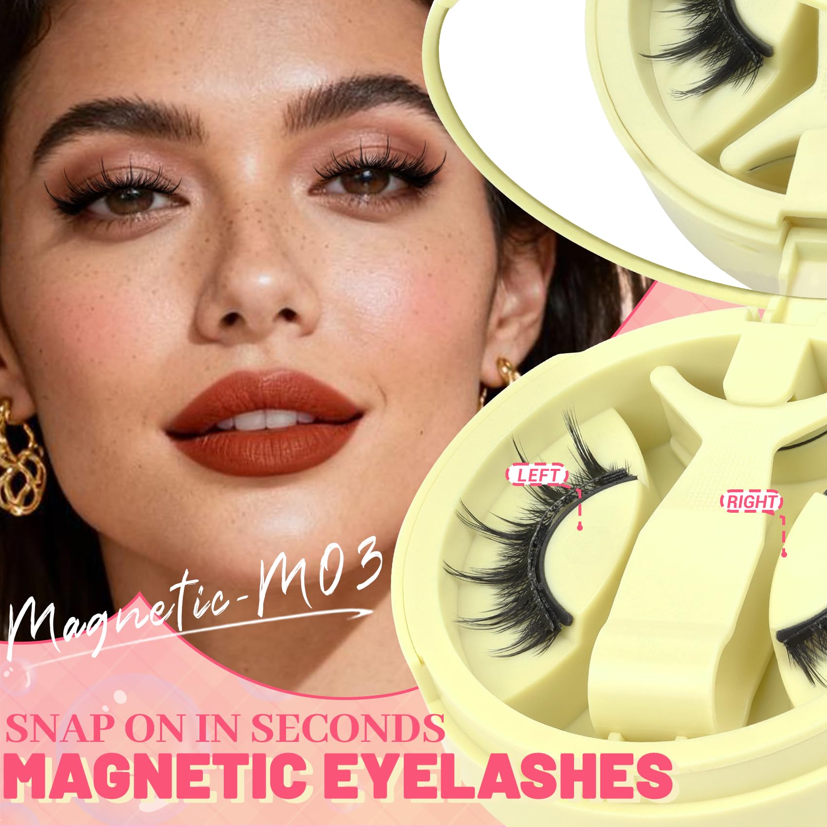 Ahrikiss Magnetic Eyelashes – 1 Pair Reusable Lashes with Applicator | No Glue Needed