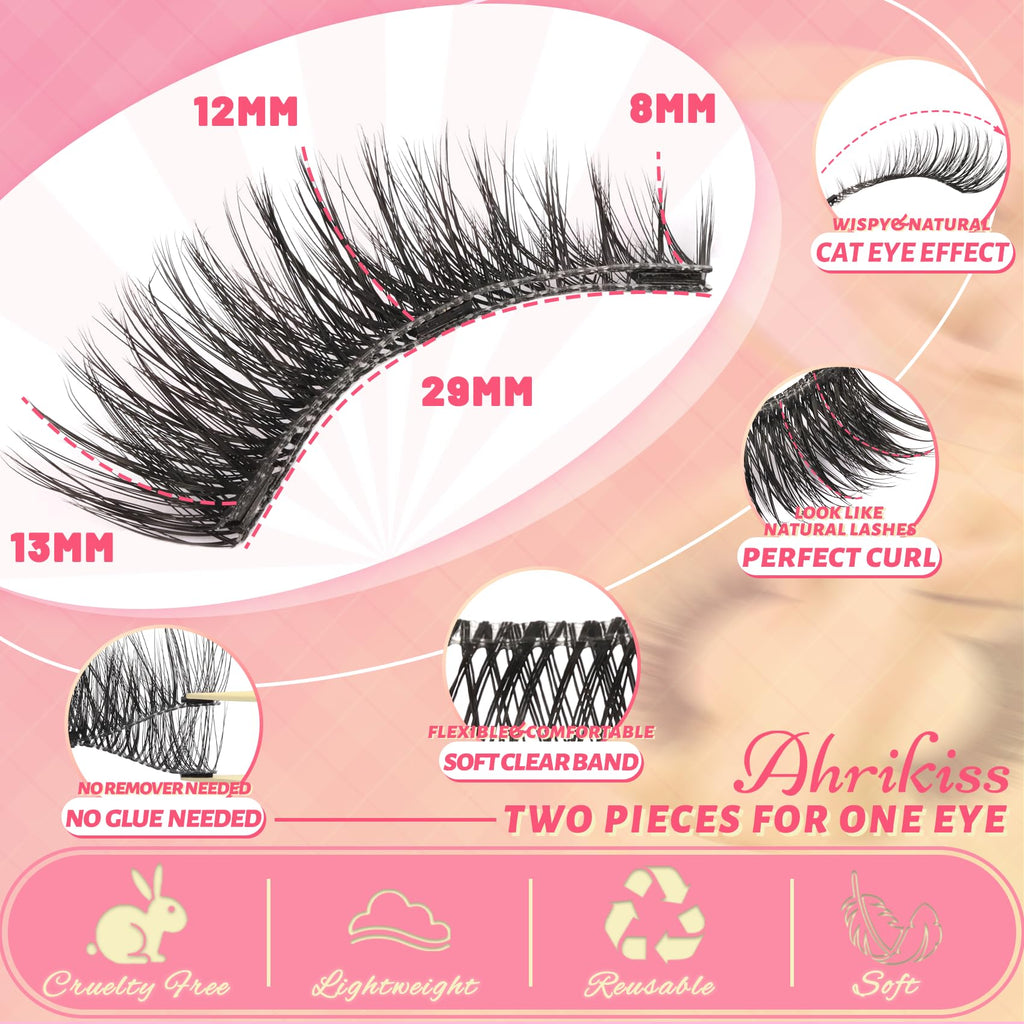Ahrikiss Magnetic Eyelashes | 1 Pair Reusable Cat Eye Lash Kit (M02)