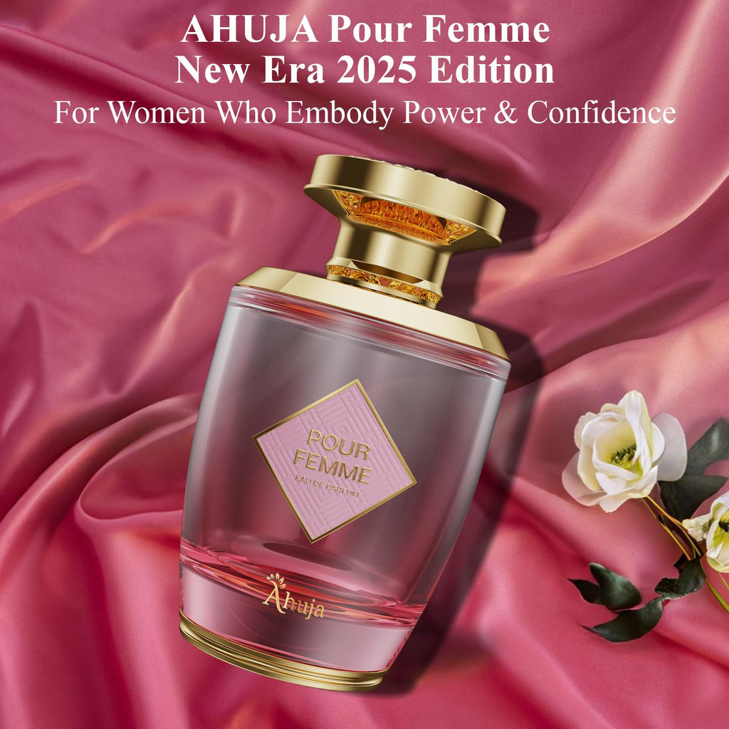 AHUJA Pour Femme Eau De Parfum 3.4oz – Floral Iris, Patchouli & Vanilla