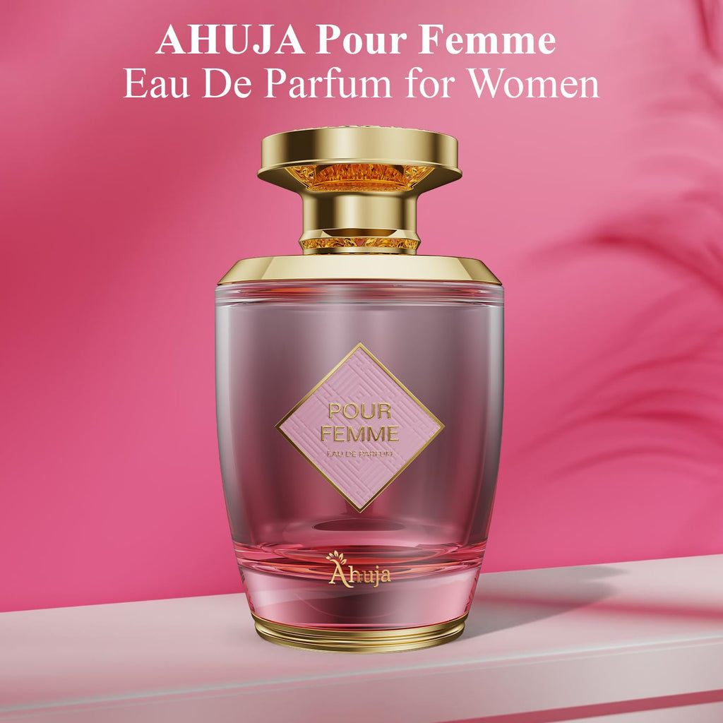 AHUJA Pour Femme Eau De Parfum 3.4oz – Floral Iris, Patchouli & Vanilla