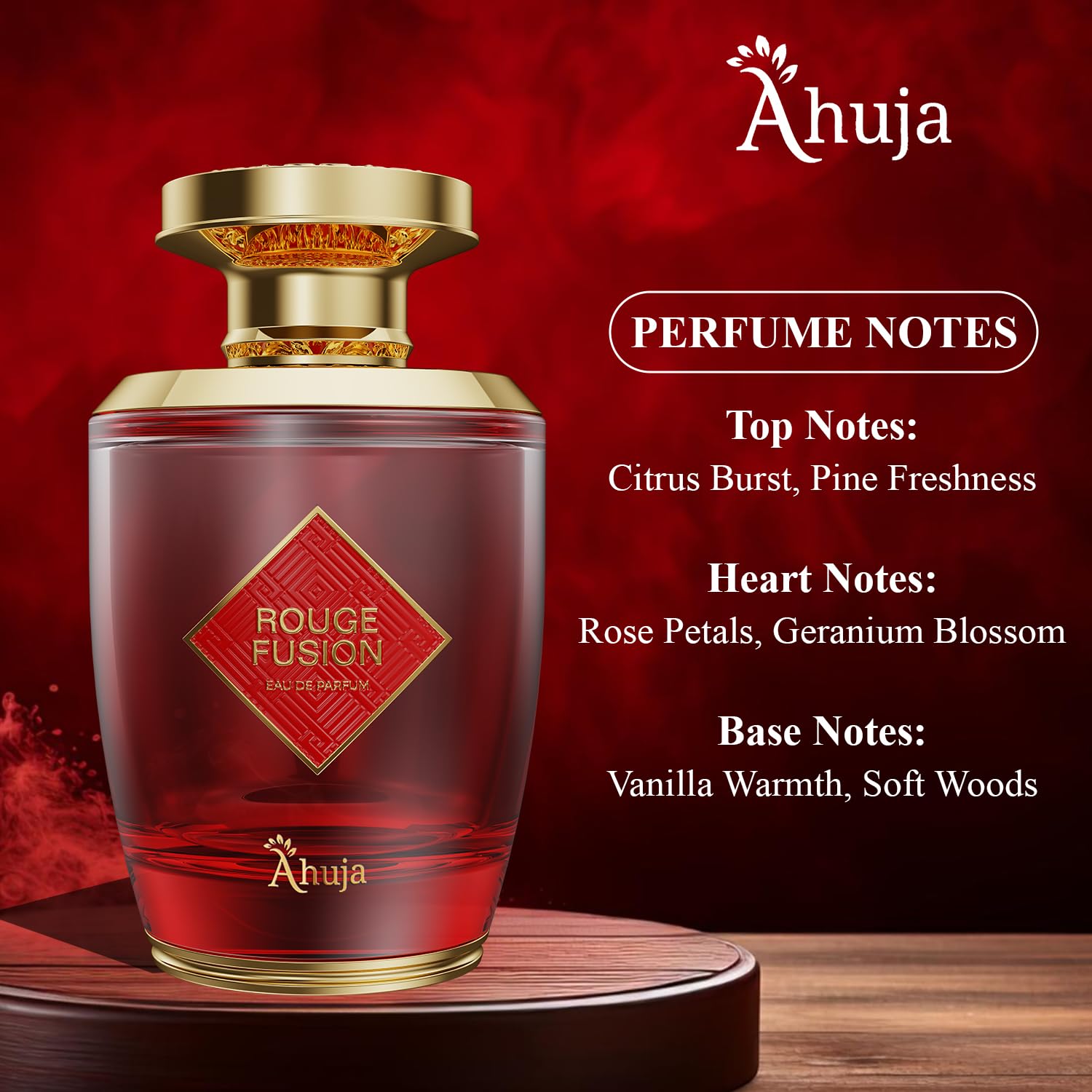 AHUJA Rouge Fusion Unisex EDP | Bold Citrus, Rose & Vanilla