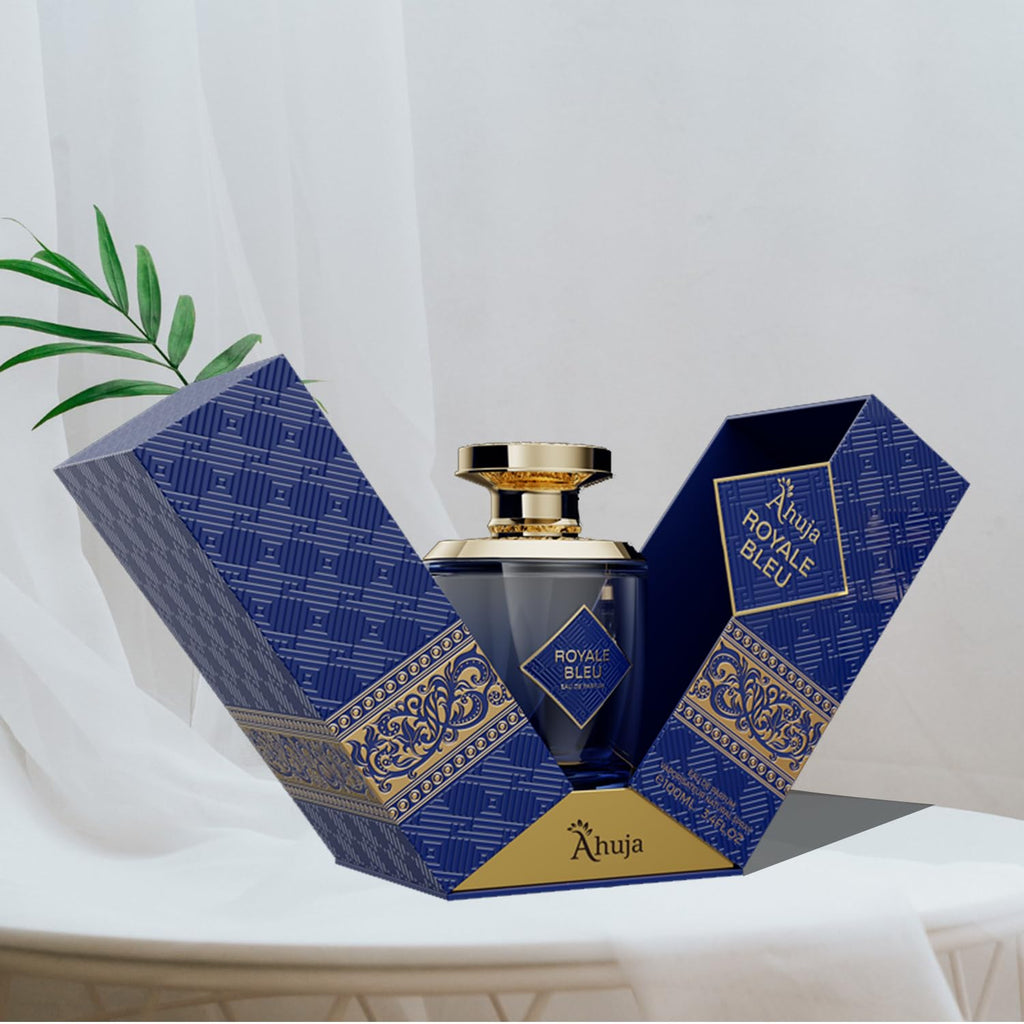 AHUJA Royal Bleu Eau de Parfum for Men – Long-Lasting Citrus, Ginger & Grapefruit with Woody Base | 3.4 oz