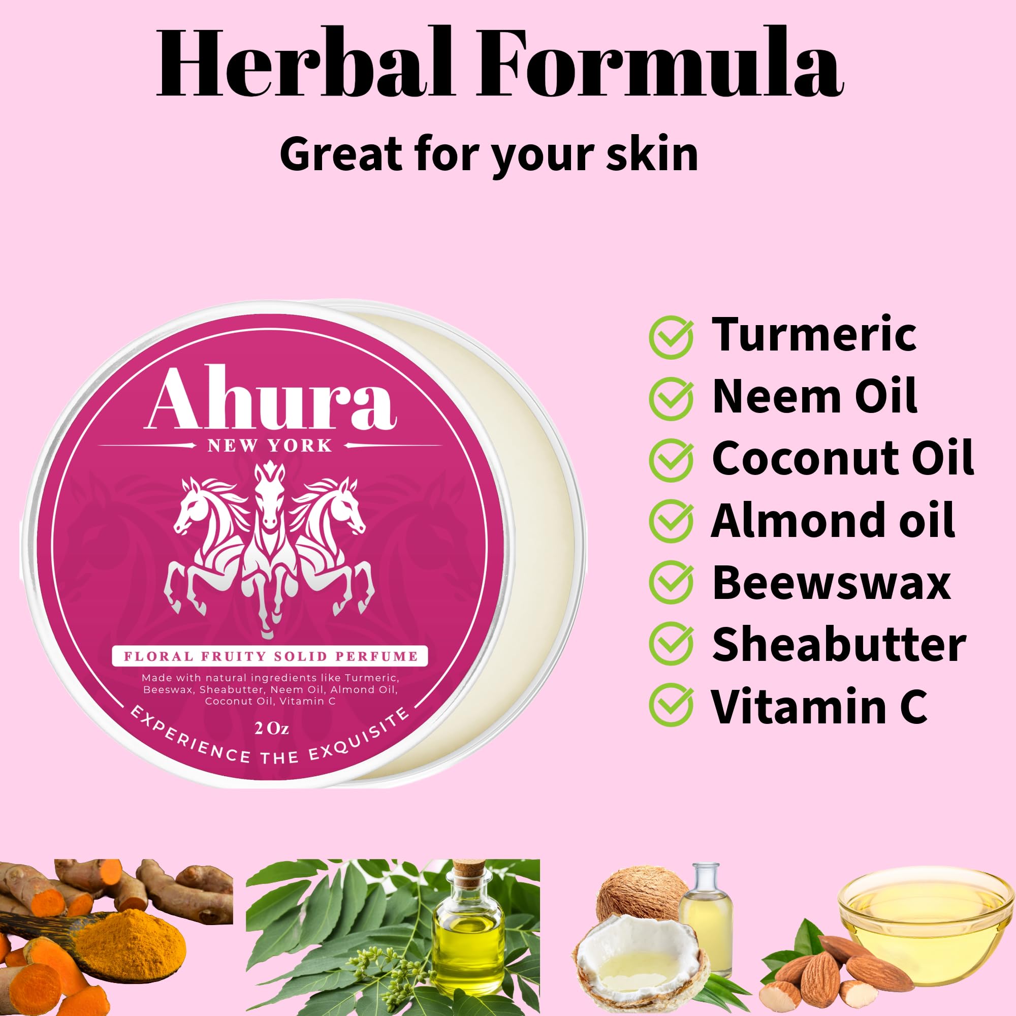 Ahura Herbal Floral Solid Perfume – Alcohol-Free, Iris & Patchouli with Warm Vanilla & Spun Sugar (2 oz, 2-Pack Valentine Gift Box)