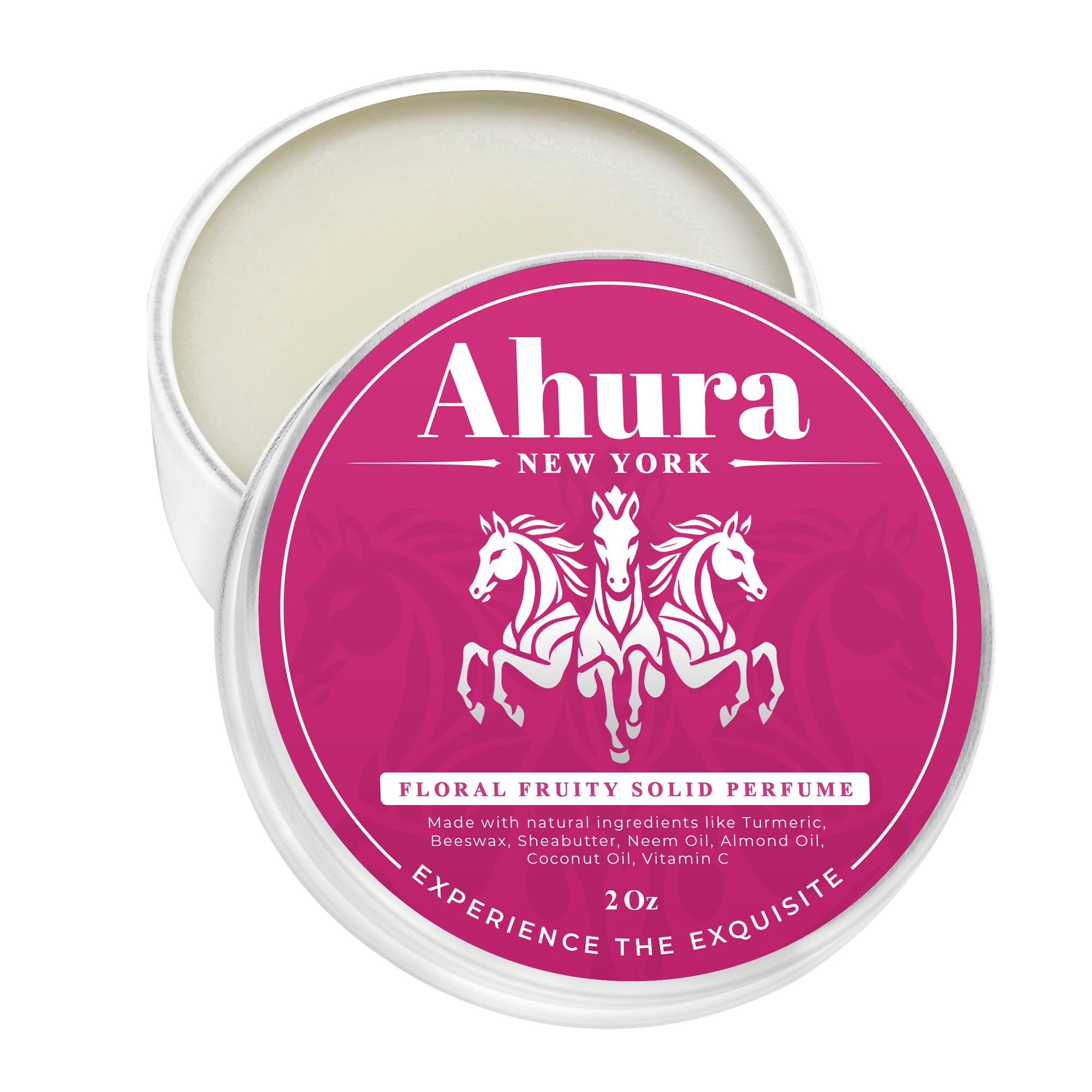 Ahura Herbal Floral Solid Perfume – Alcohol-Free, Iris & Patchouli with Warm Vanilla & Spun Sugar (2 oz, 2-Pack Valentine Gift Box)