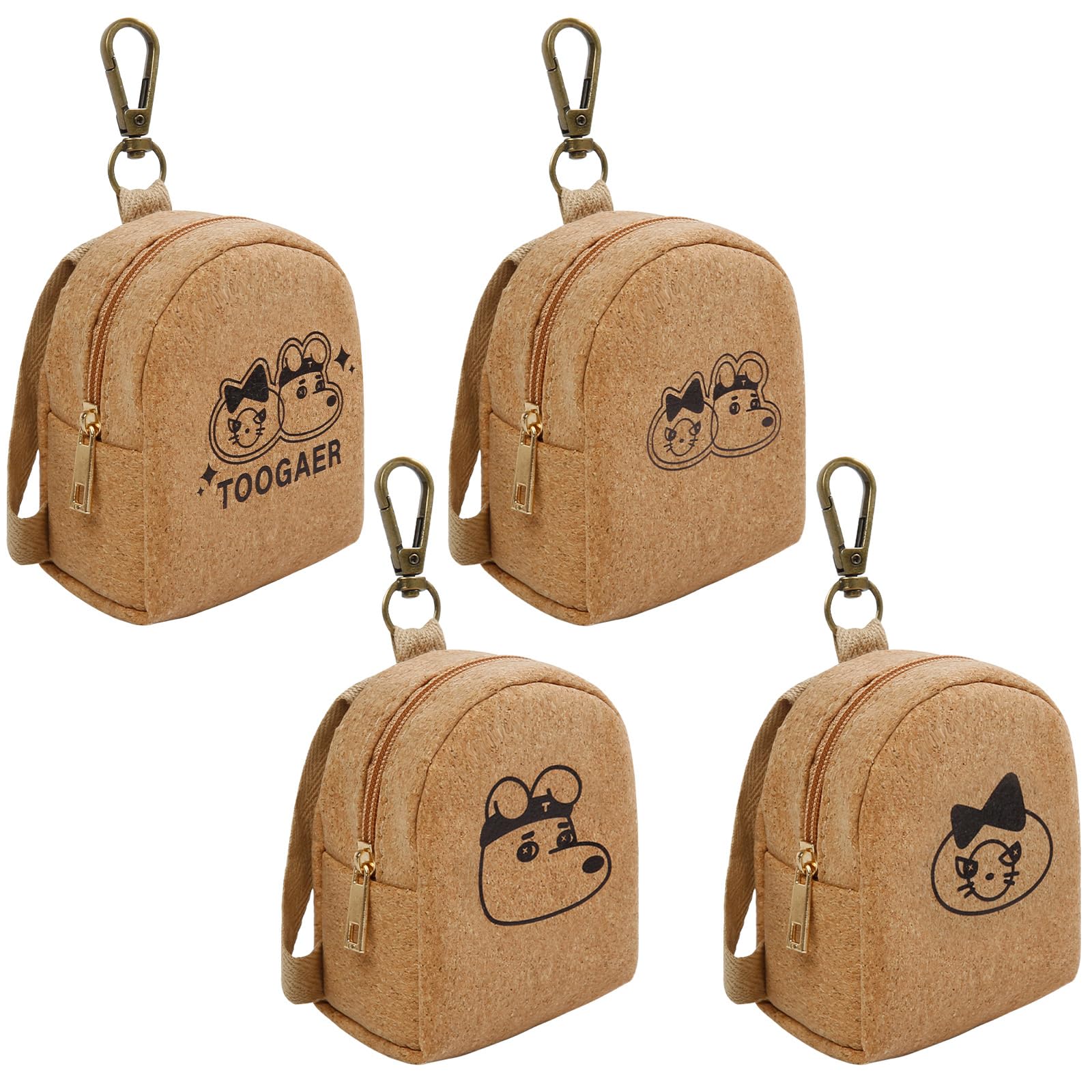 AIBFRID 4Pcs Mini Backpack Keychain – Cute PU Leather Makeup Bags for Women