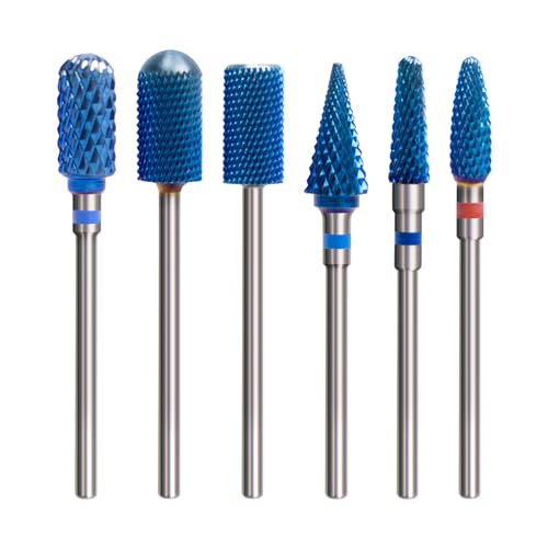 Aieil 6PC Nail Drill Bits Set – Carbide Bits, 3/32 Inch Shank, Versatile Efile for Nails