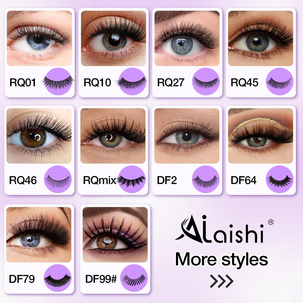 AILAISHI Fluffy False Eyelashes Kit – 7 Pairs with Bond, Seal & Tweezer | Natural Cat Eye Look