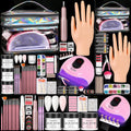 AILALUO Acrylic Nail Kit for Beginners – Practice Hand, UV Lamp, Drill, Silver Cosmetic Bag