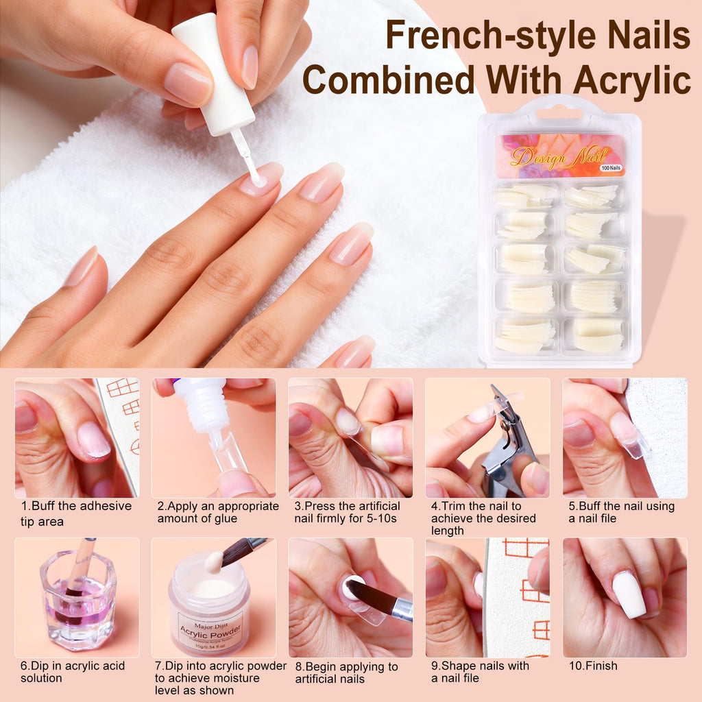 AILALUO Acrylic Nail Kit for Beginners – Practice Hand, UV Lamp, Drill, Silver Cosmetic Bag