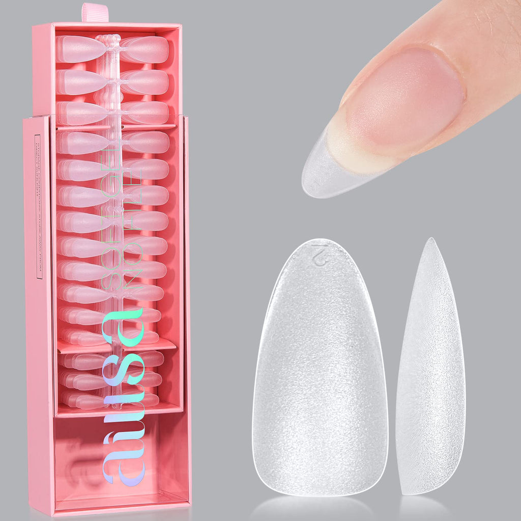 AILLSA Almond Nail Tips 450pcs – Soft Full Cover Gel Tips, Matte, 15 Sizes, Easy Press-On