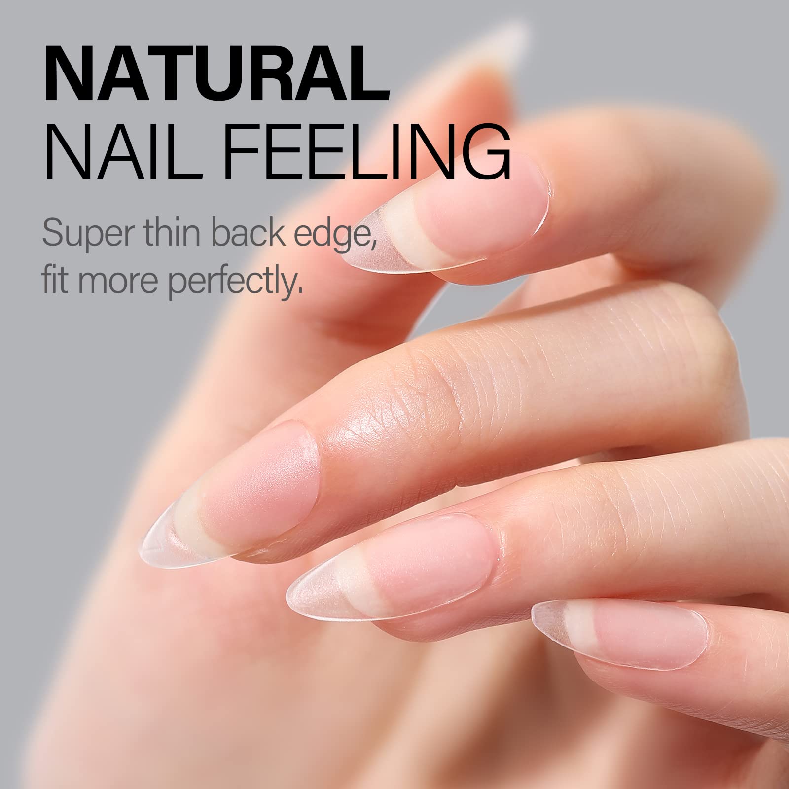 AILLSA Almond Nail Tips 450pcs – Soft Full Cover Gel Tips, Matte, 15 Sizes, Easy Press-On