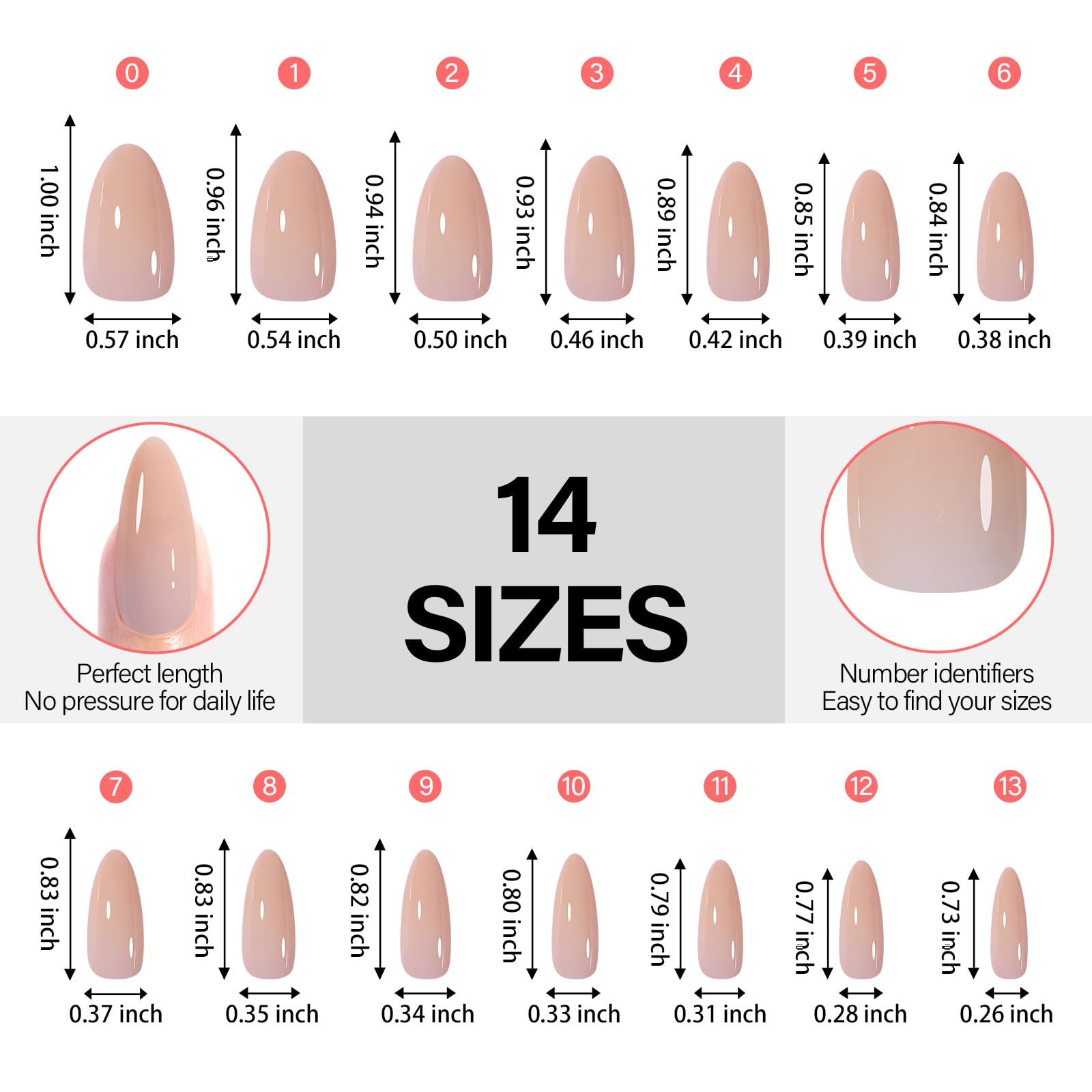 AILLSA Almond Press On Nails 140 PCS – 4-in-1 Gel Tips, Nude Natural Look