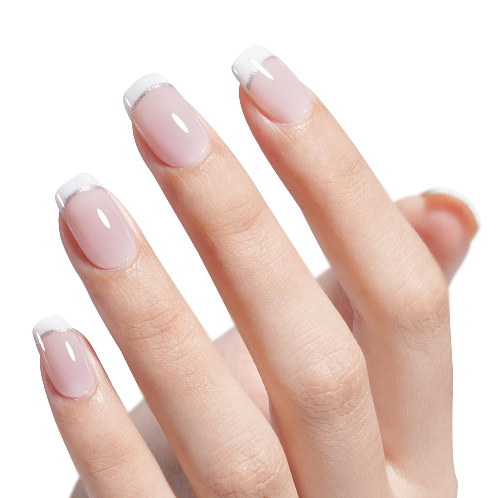 AILLSA Nude Pink Gel Nail Polish Set – 5+2 Kit with Base & Top Coat | Jelly UV Gel for DIY Manicures at Home
