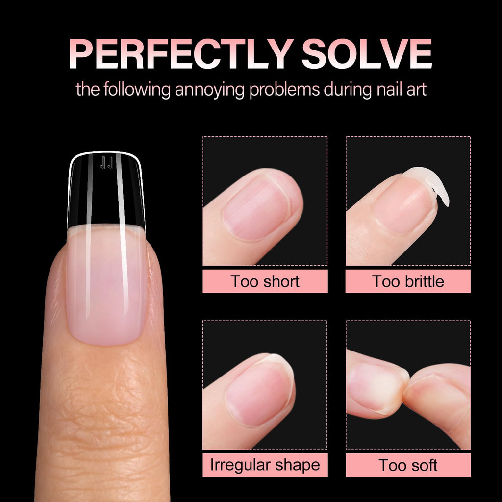 AILLSA Medium Square Nail Tips – Full Cover Half Matte, 450pcs Pre-filed Nails for Press-On Gel Manicures