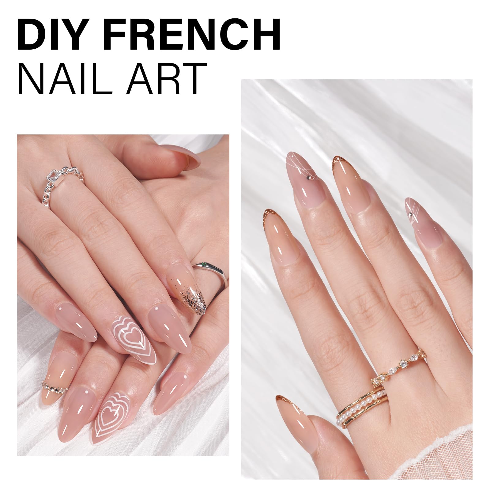 AILLSA Almond Press On Nails 140 PCS – 4-in-1 Gel Tips, Nude Natural Look