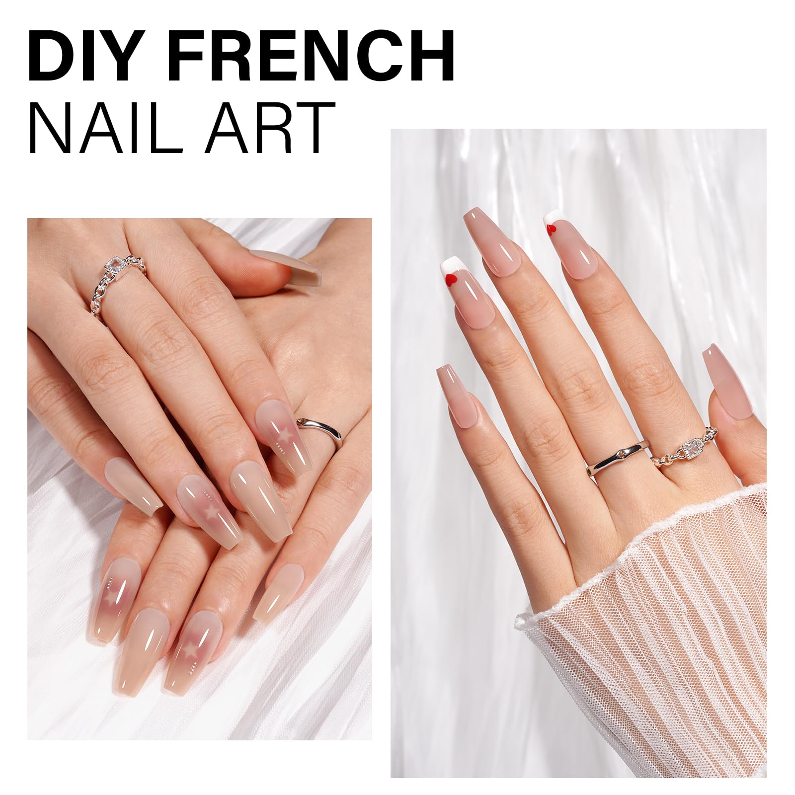 AILLSA RealFit Nude Tone Mixed Color Press On Nails – 4-in-1 Pre-Shaped Medium Coffin Full Cover, 140 PCS