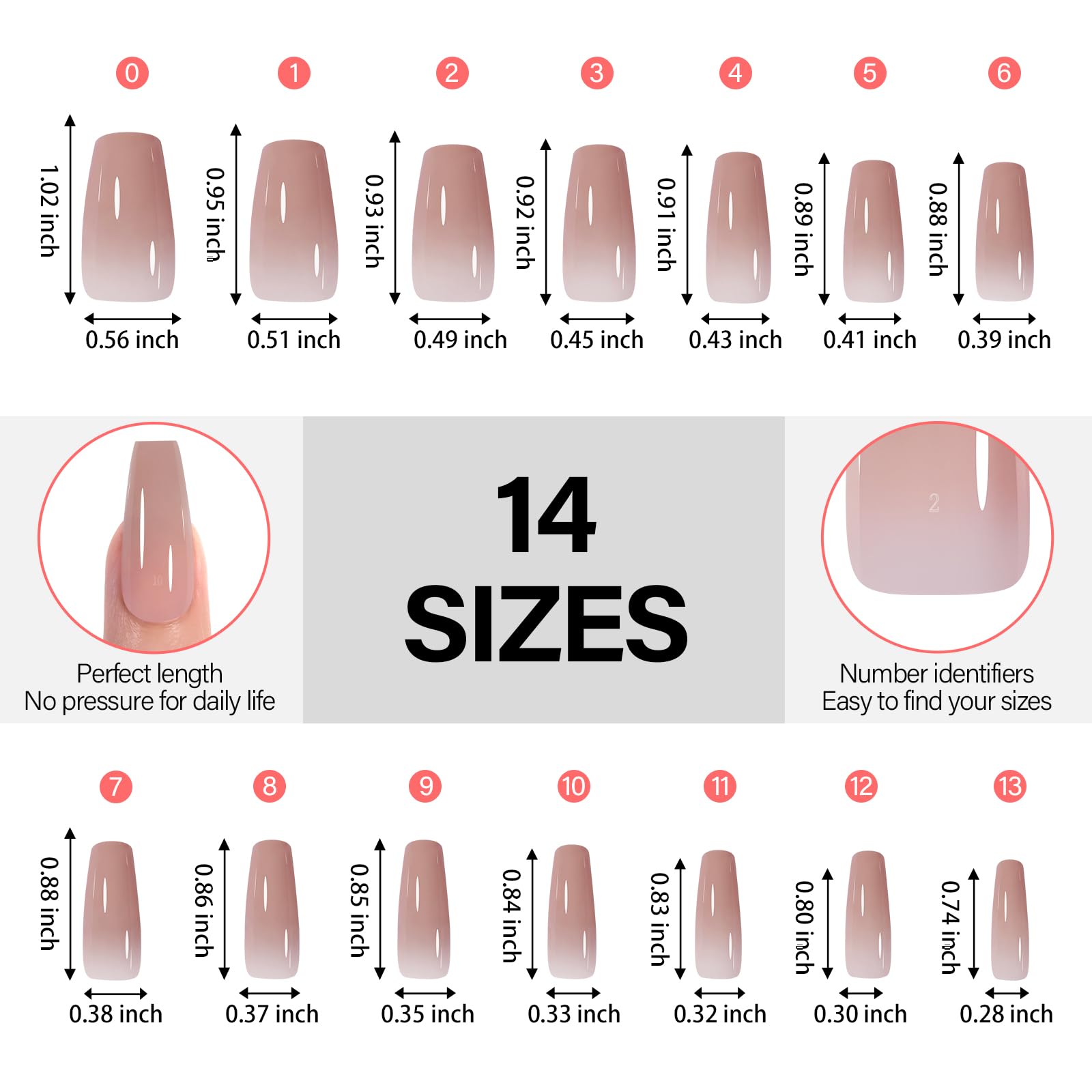 AILLSA RealFit Nude Tone Mixed Color Press On Nails – 4-in-1 Pre-Shaped Medium Coffin Full Cover, 140 PCS