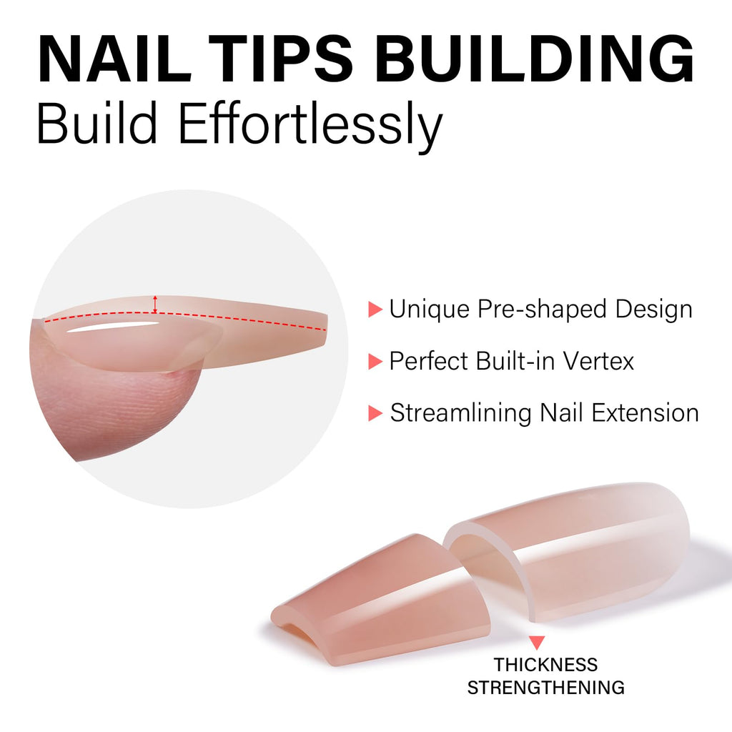 AILLSA RealFit Nude Tone Mixed Color Press On Nails – 4-in-1 Pre-Shaped Medium Coffin Full Cover, 140 PCS