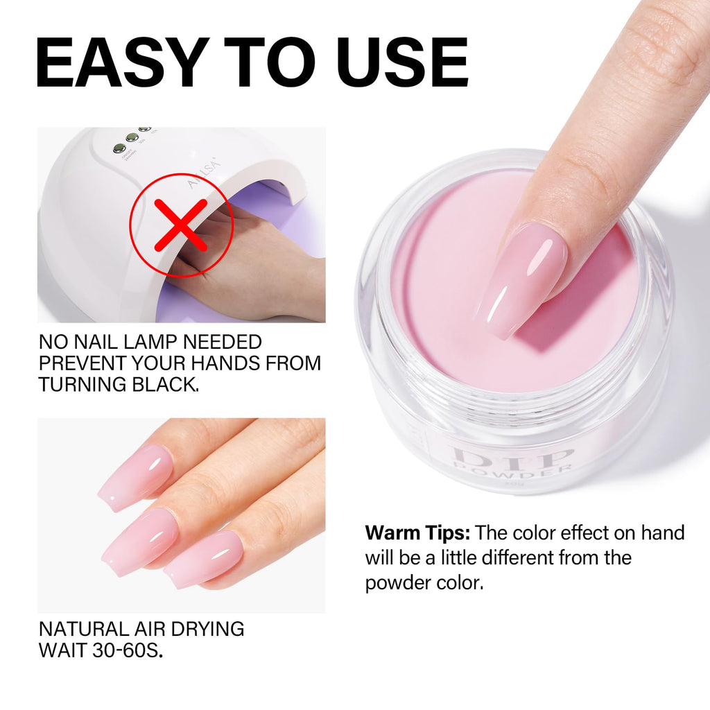 AILLSA Nail Dip Powder – Sheer Pink Translucent Jelly for Easy At-Home Manicures
