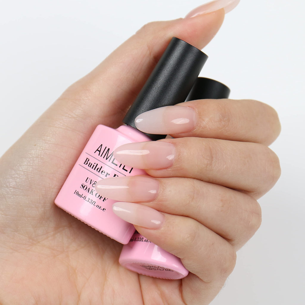 AIMEILI Builder Base Clear Sheer Color Gel – Hema Free, Vegan 6x10ml Kit