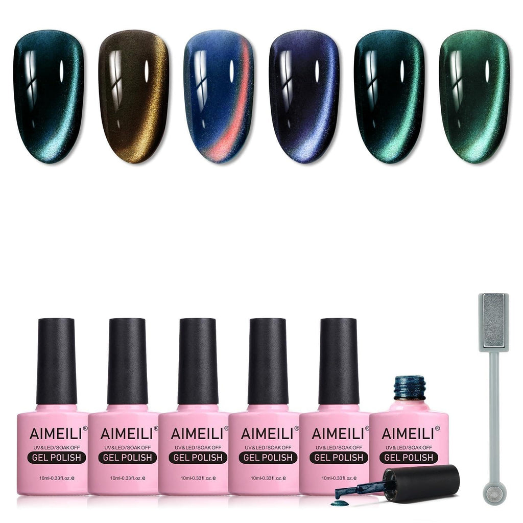 AIMEILI Cat Eye Gel Nail Polish Kit – 6x10ml, HEMA-Free, Vegan & Cruelty-Free