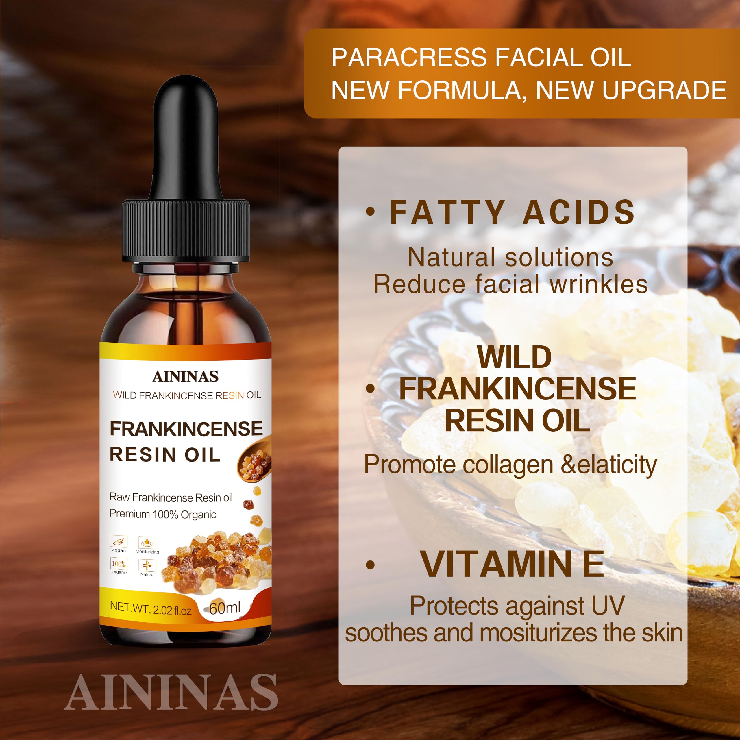 AININAS Organic Frankincense Resin Facial Oil – Deep Hydration & Anti-Aging (2 oz)