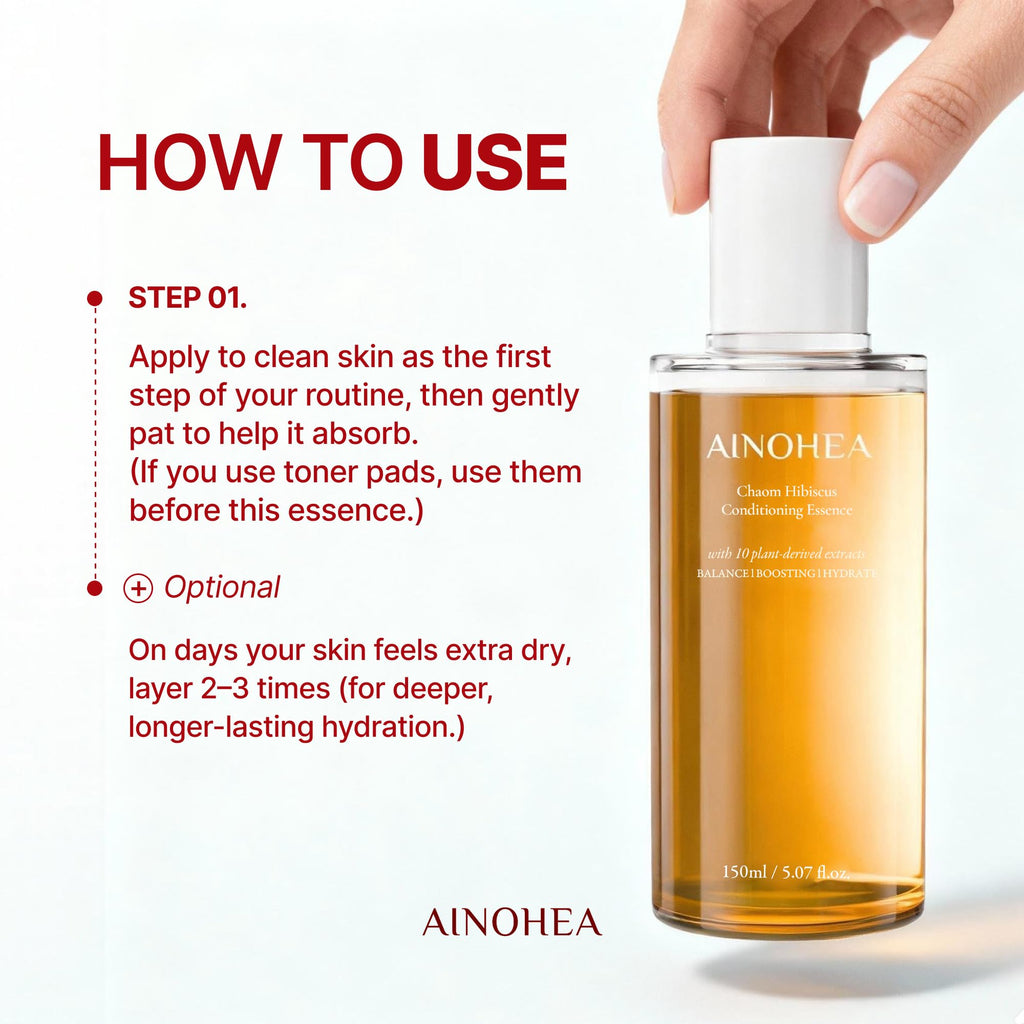 AINOHEA Chaom Hibiscus Conditioning Essence | Hydrating First-Step Toner with Peptide Complex