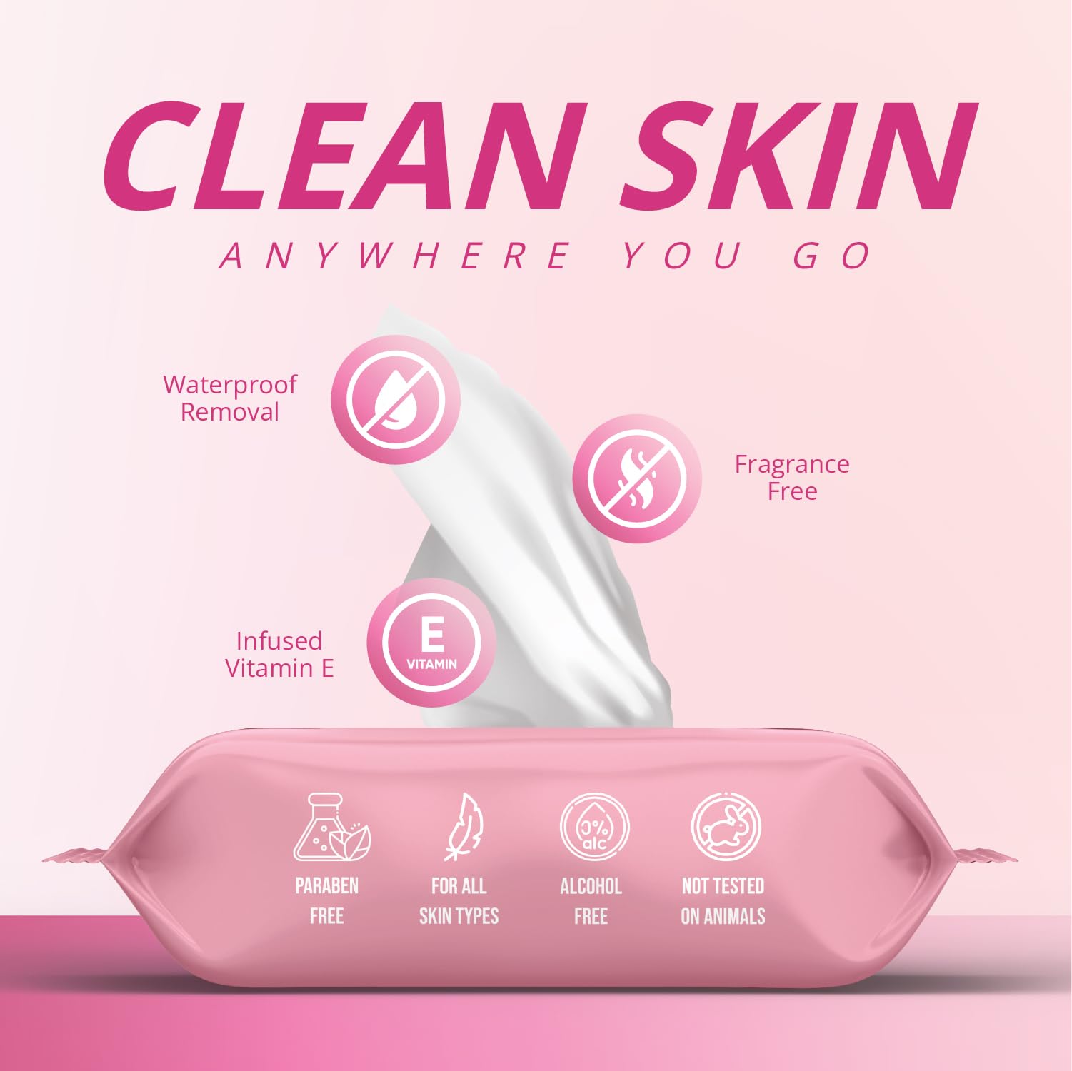 Air Jungles Makeup Remover Wipes – Extra Large 6x8, Alcohol-Free & Fragrance-Free, Vitamin E, Pack of 4